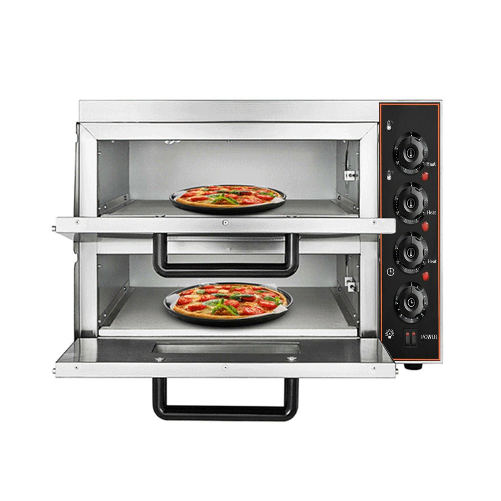 3KW Premium Electric Commercial Stainless Steel Double Deck Pizza Oven (98620571) - Energize Trek