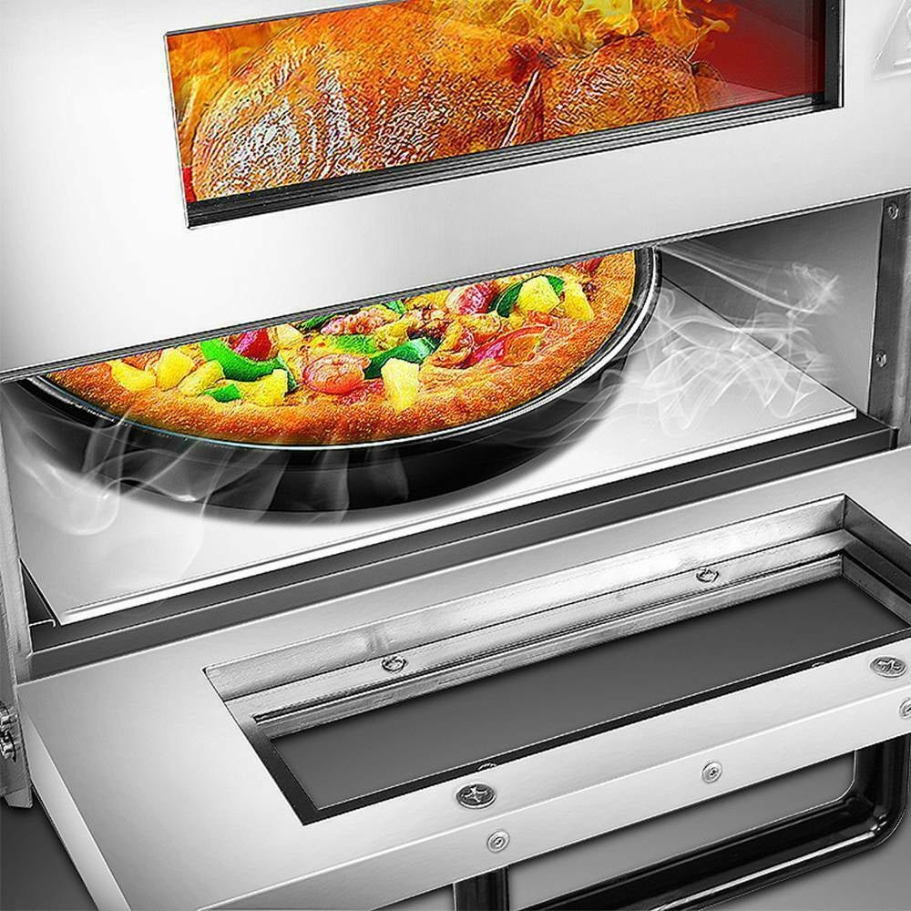3KW Premium Electric Commercial Stainless Steel Double Deck Pizza Oven (98620571) - Energize Trek