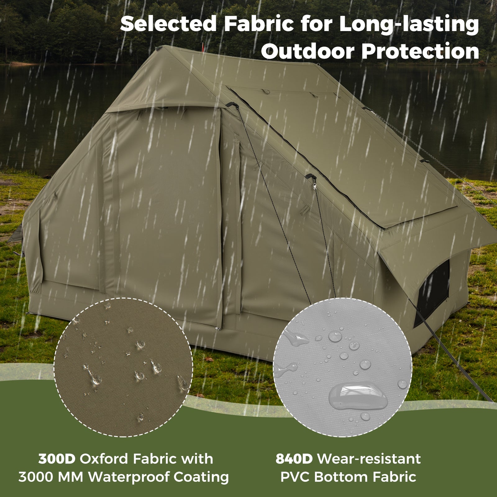 4-6 People Inflatable Camping Tent with 4 Mesh Screen Windows and 2 Doors - Energize Trek
