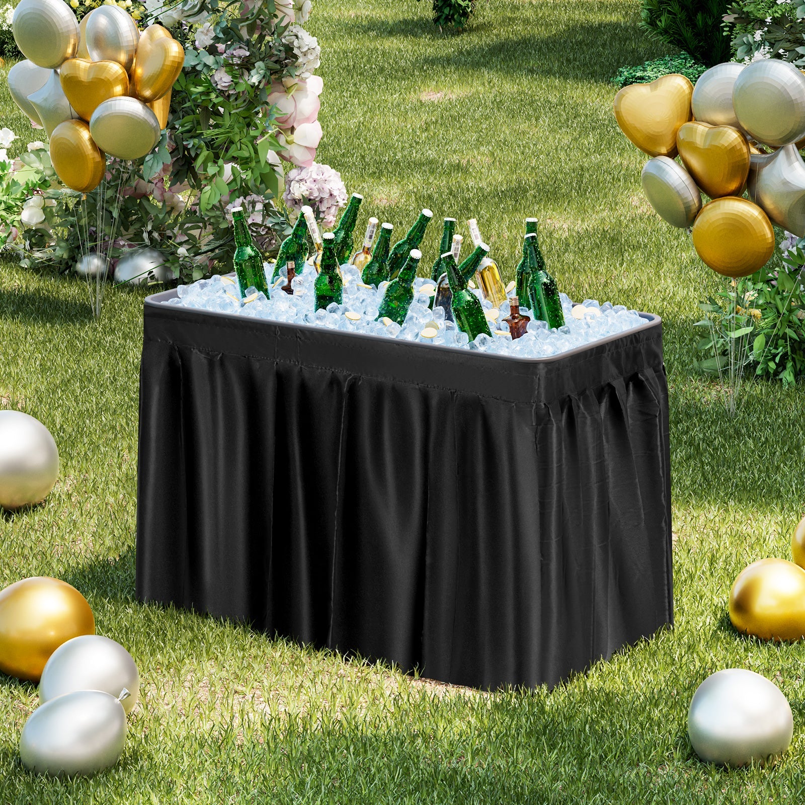 4 Feet Plastic Party Ice Folding Table with Matching Skirt - Energize Trek
