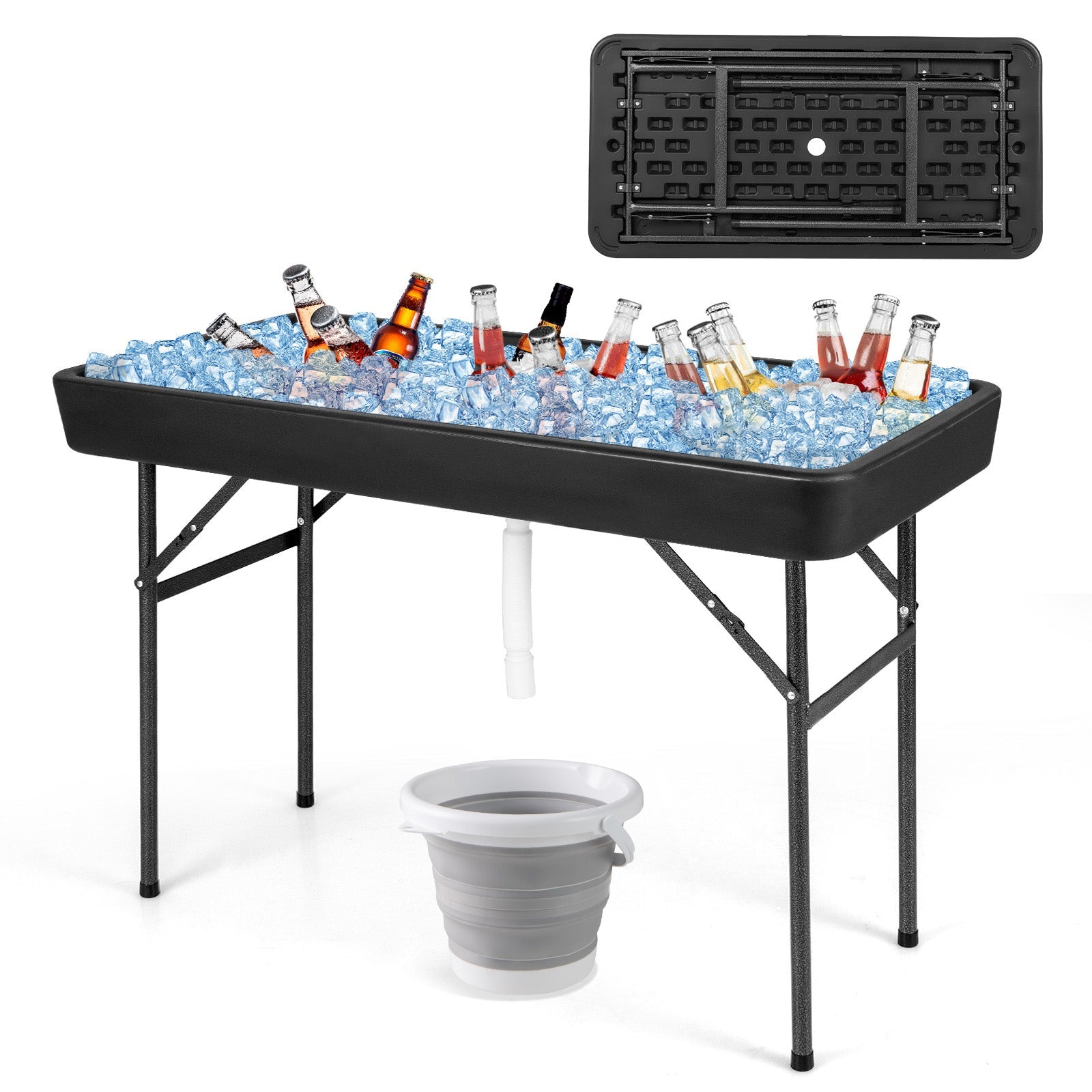 4 Feet Plastic Party Ice Folding Table with Matching Skirt - Energize Trek