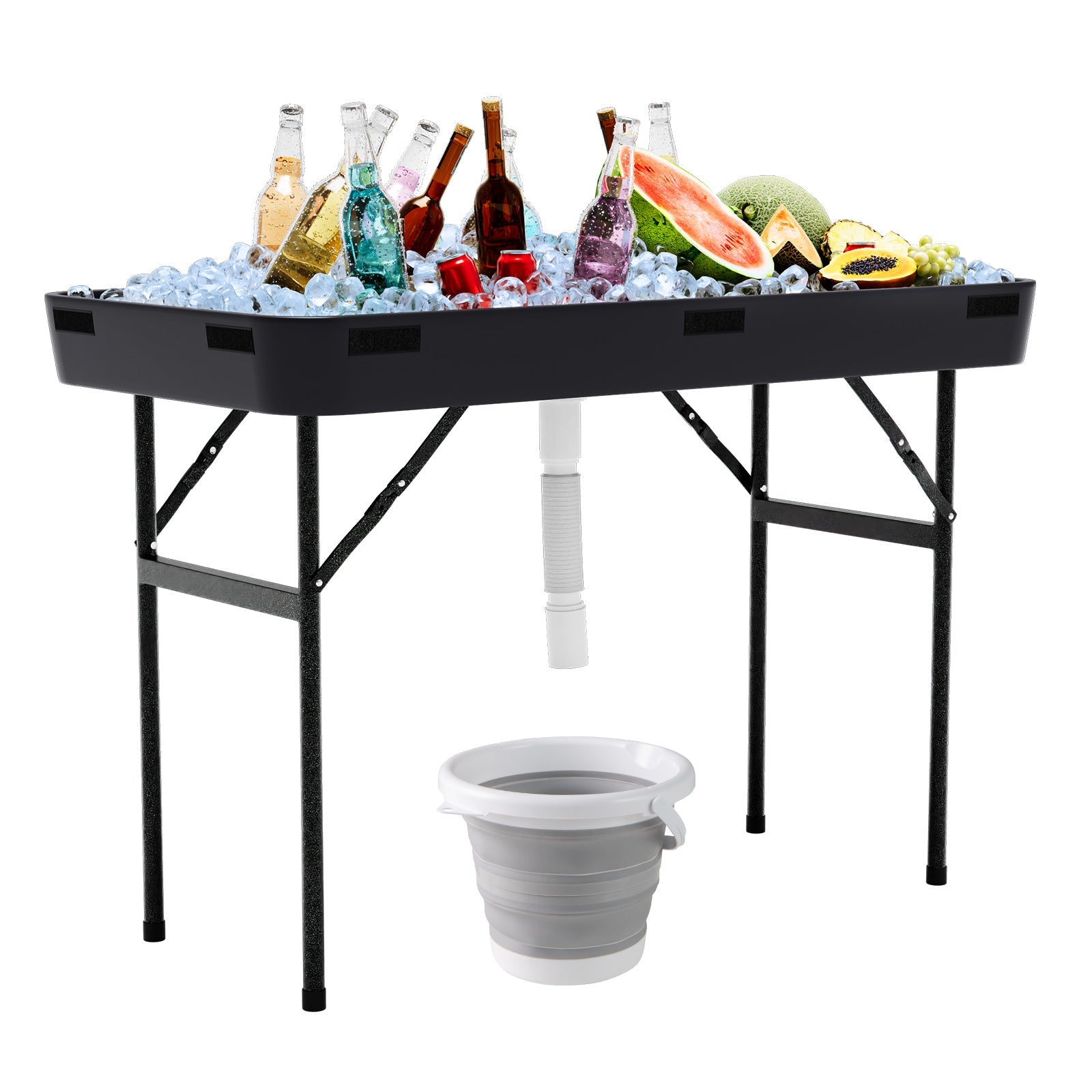 4 Feet Plastic Party Ice Folding Table with Matching Skirt - Energize Trek