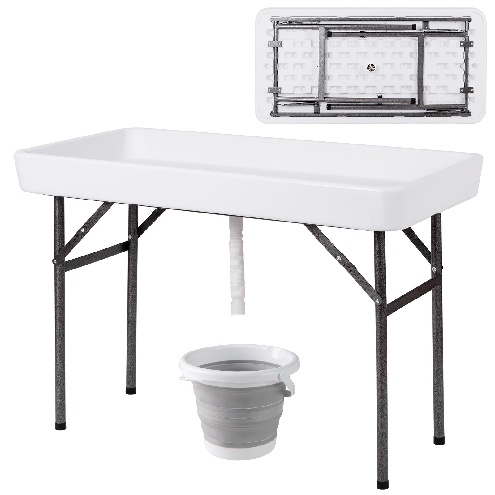 4 Feet Plastic Party Ice Folding Table with Matching Skirt - Energize Trek