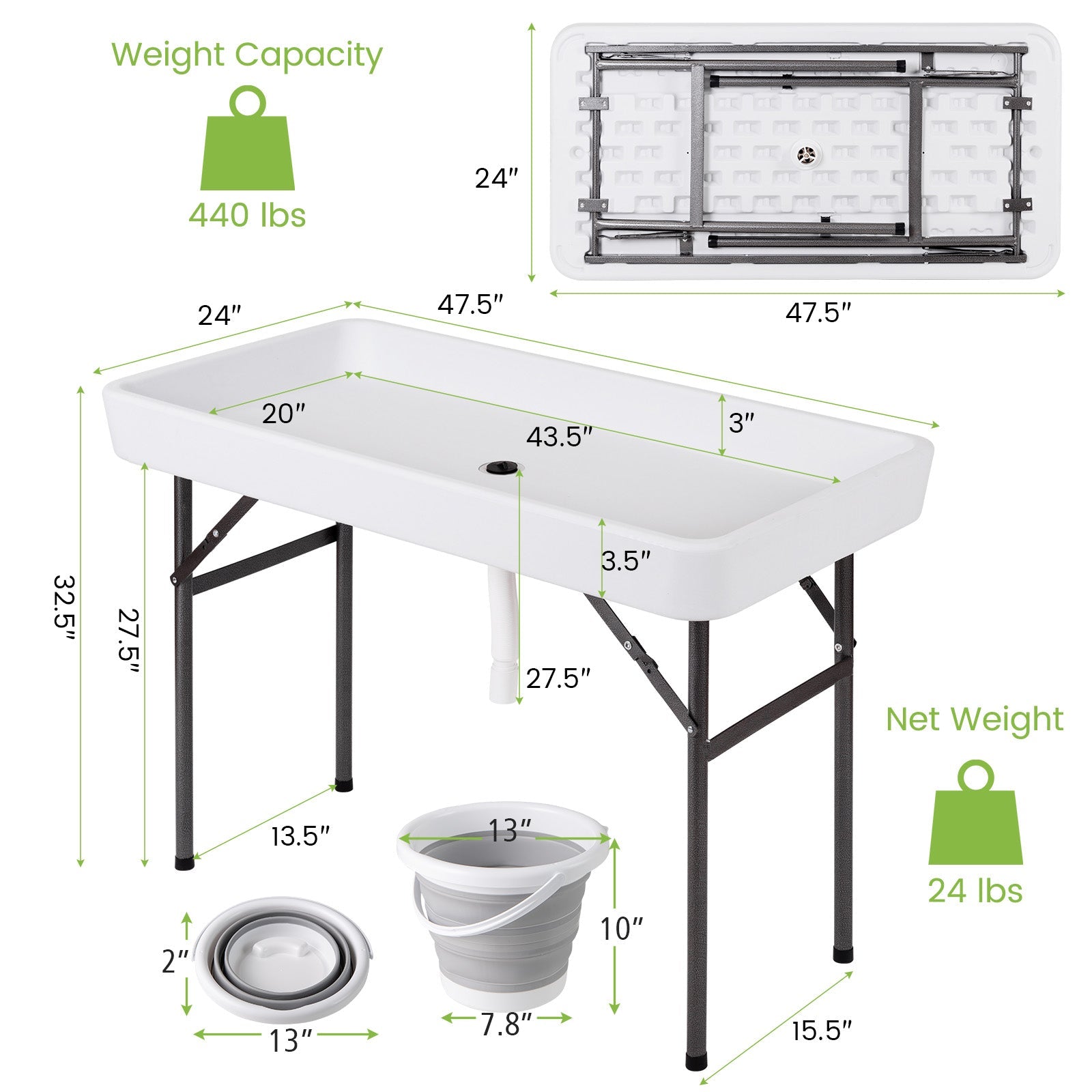 4 Feet Plastic Party Ice Folding Table with Matching Skirt - Energize Trek