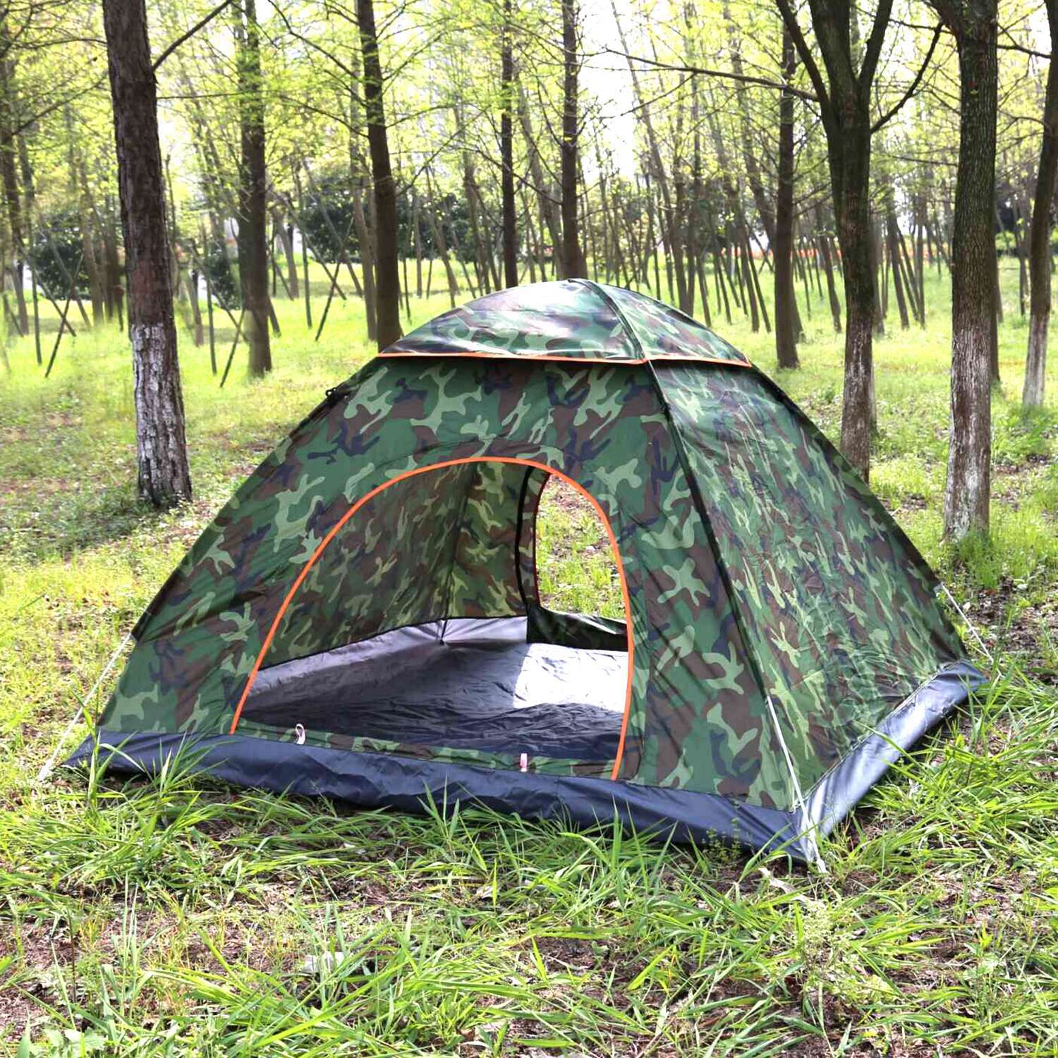 4 Persons Camping Waterproof Tent Pop Up Tent Instant Setup Tent w/2 Mosquito Net Doors Carrying Bag Folding 4 Seasons for Hiking Climbing Adventure F - Energize Trek
