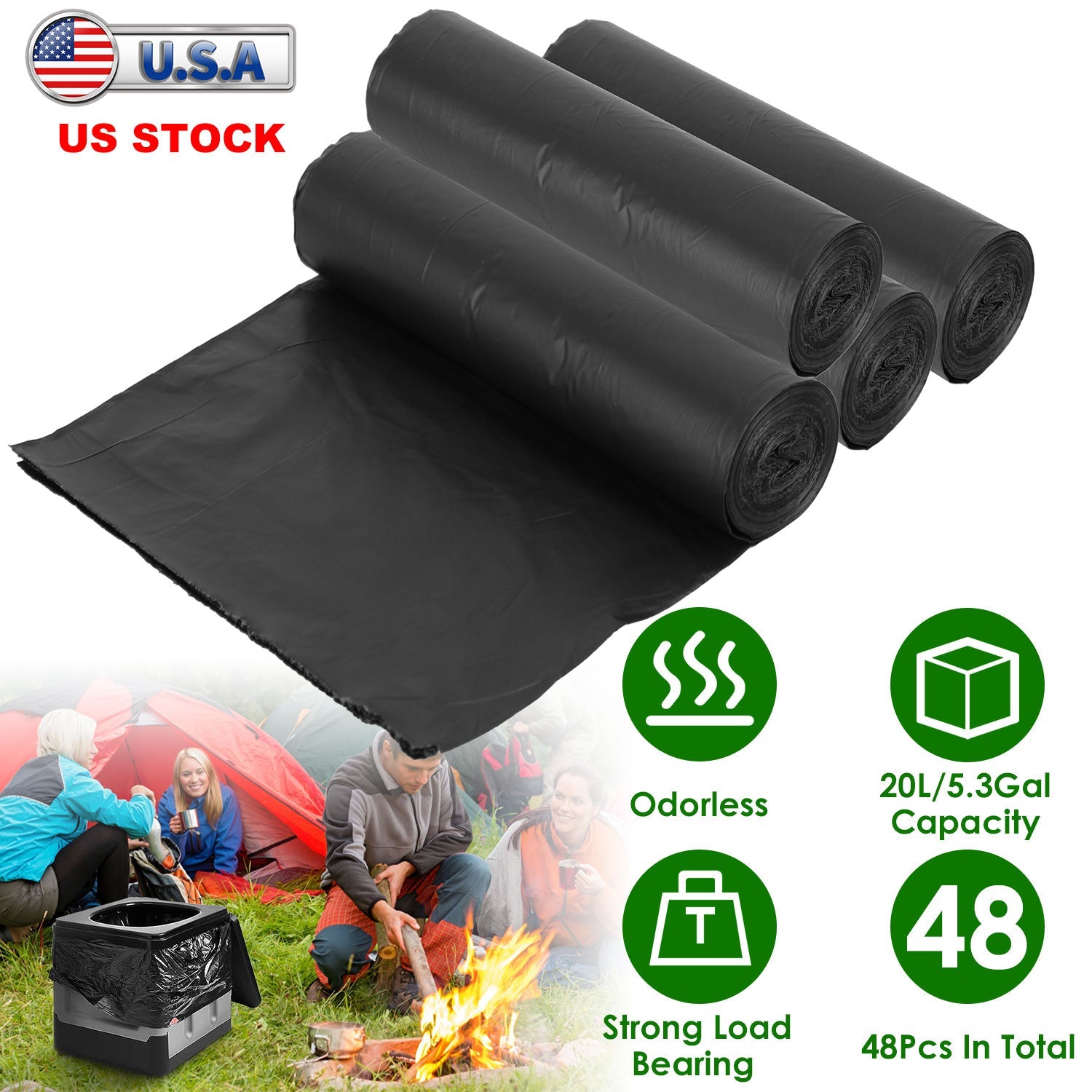 4 Rolls Black Garbage Bags 5.3 Gallons Unscented Disposable Trash Bags Portable Leak Resistant Trash Can Liners for Bathroom Office Kitchen Bedroom Ca - Energize Trek