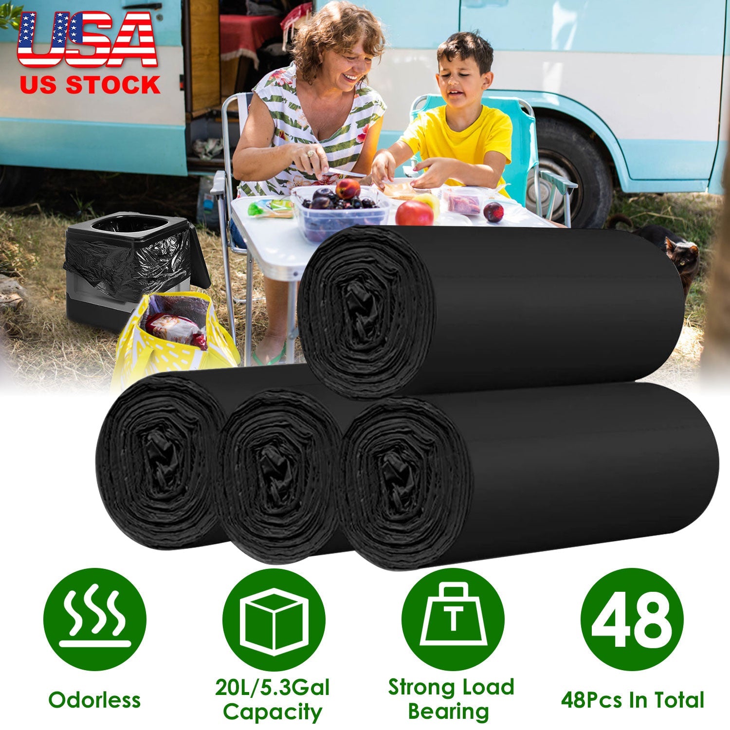 4 Rolls Black Garbage Bags 5.3 Gallons Unscented Disposable Trash Bags Portable Leak Resistant Trash Can Liners for Bathroom Office Kitchen Bedroom Ca - Energize Trek