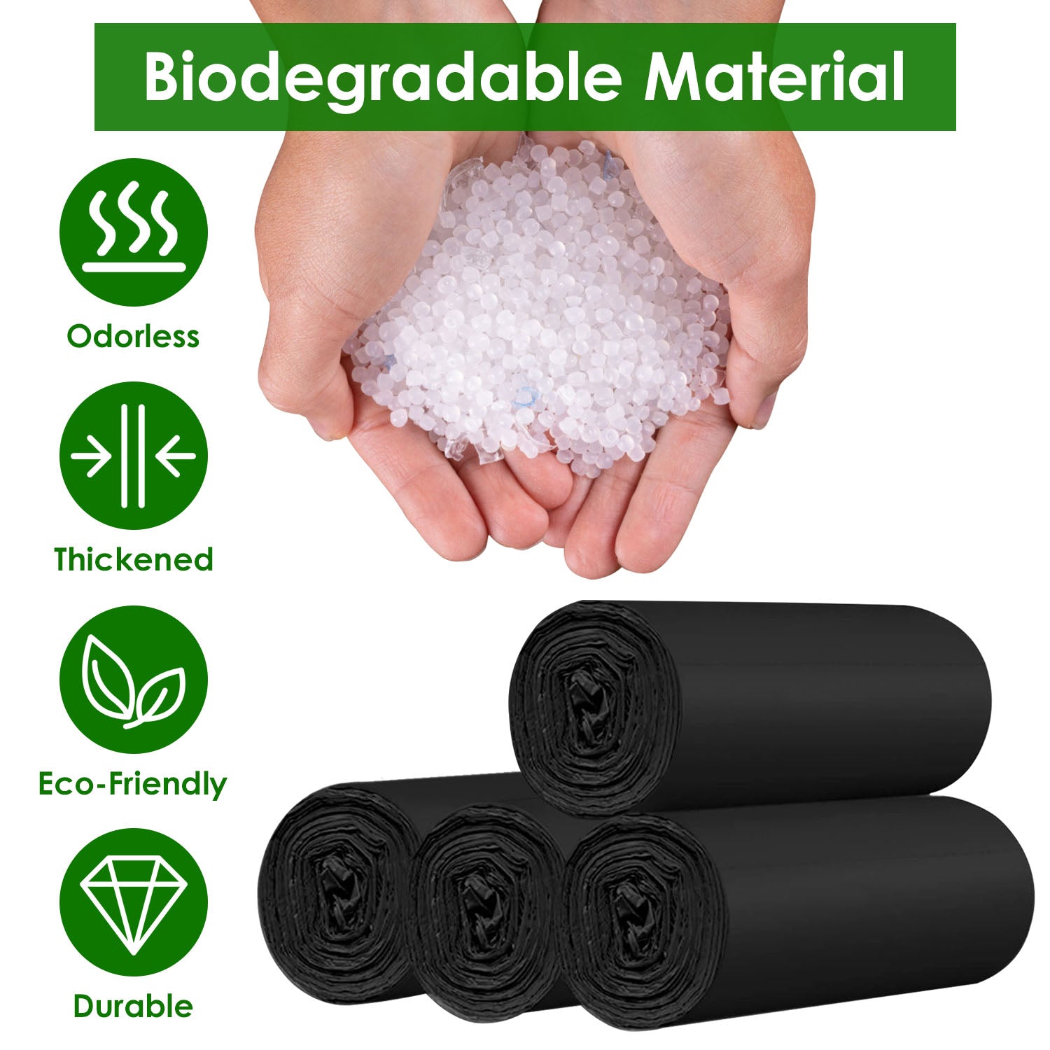 4 Rolls Black Garbage Bags 5.3 Gallons Unscented Disposable Trash Bags Portable Leak Resistant Trash Can Liners for Bathroom Office Kitchen Bedroom Ca - Energize Trek