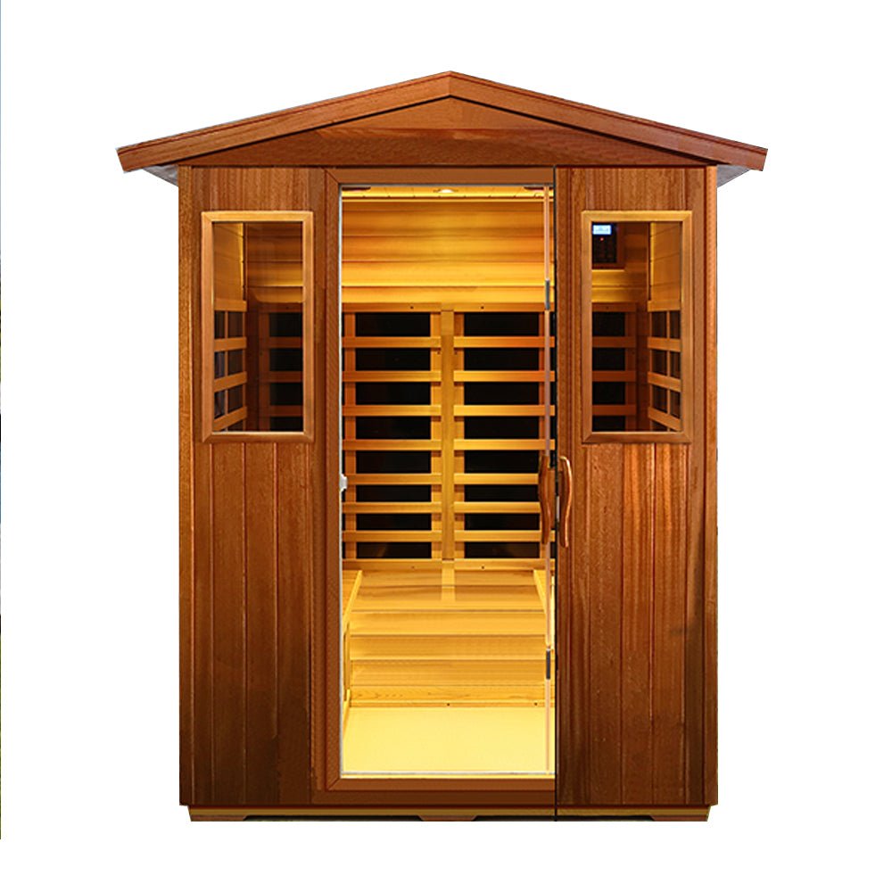 Premium 4-Person Luxury Low EMF Outdoor FAR Infrared Home Sauna With Bluetooth Audio, 2050W (SAK15372) - Energize Trek