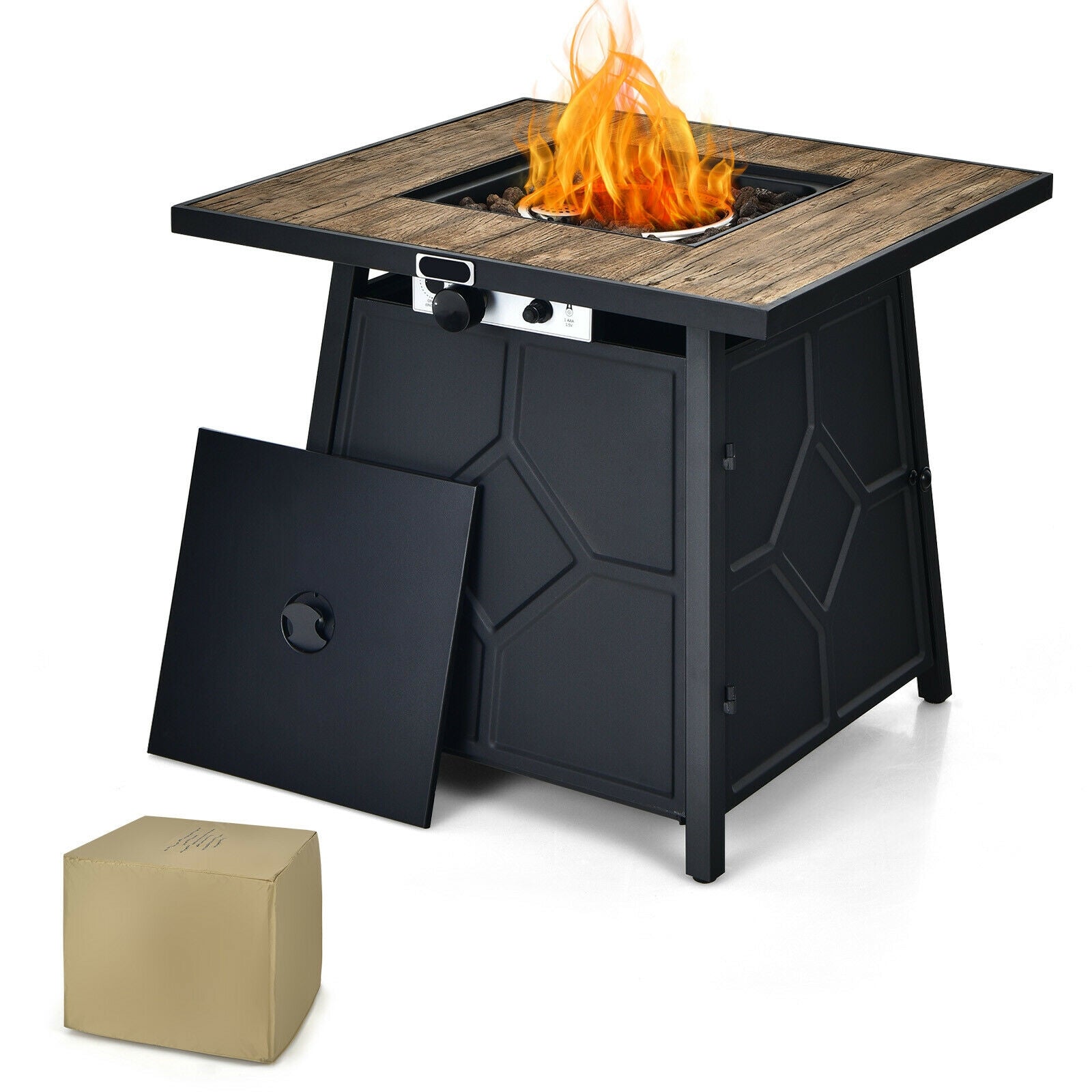 40 000 BTU 28 Inches Propane Gas Fire Pit Table With Cover - Energize Trek