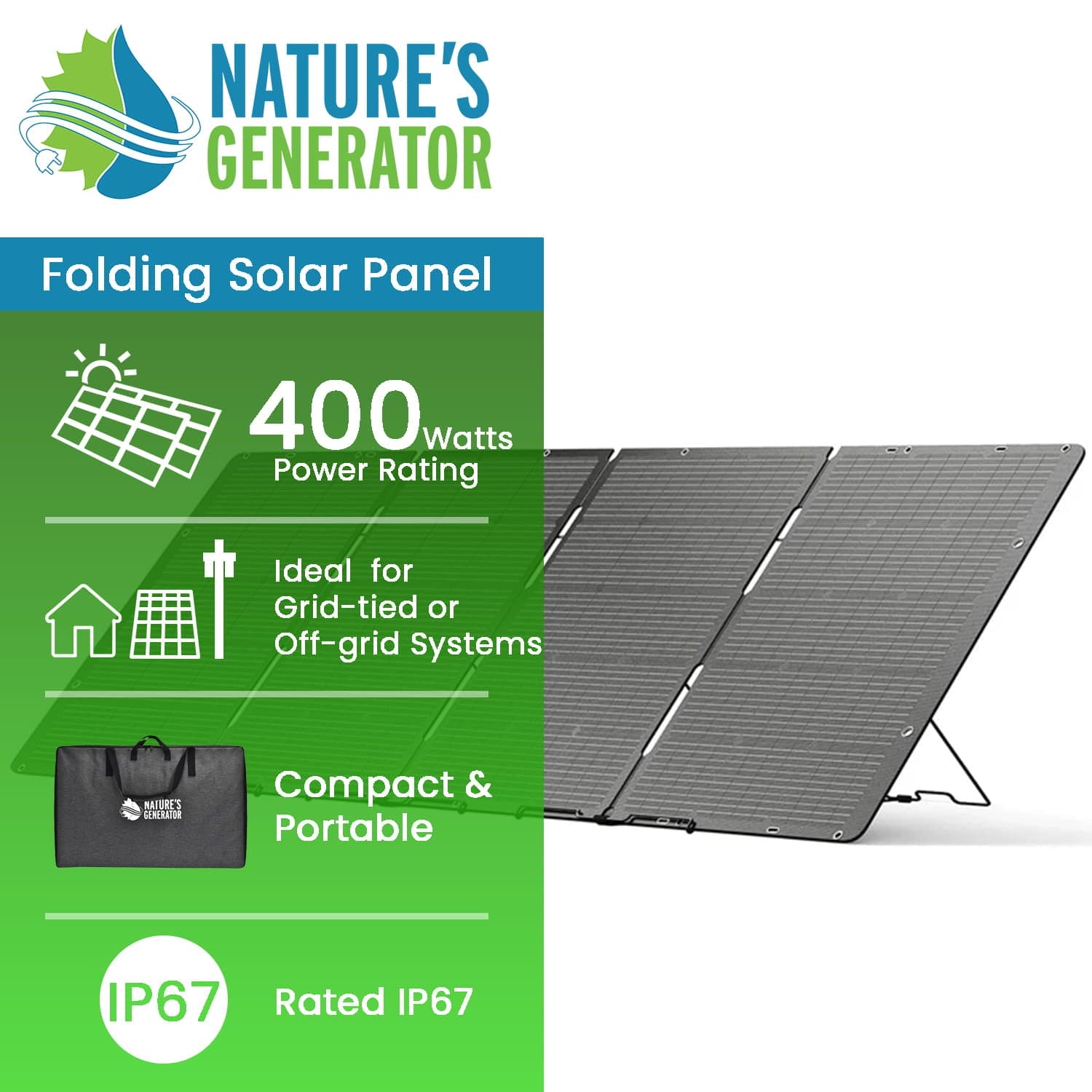 Nature's Generator 400W Folding Solar Panel - Energize Trek
