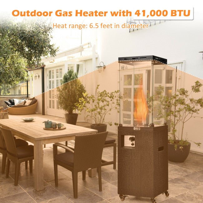 41,000 BTU Outdoor Propane Gas Patio Heater W/ Lockable Wheels (98052550) - Energize Trek