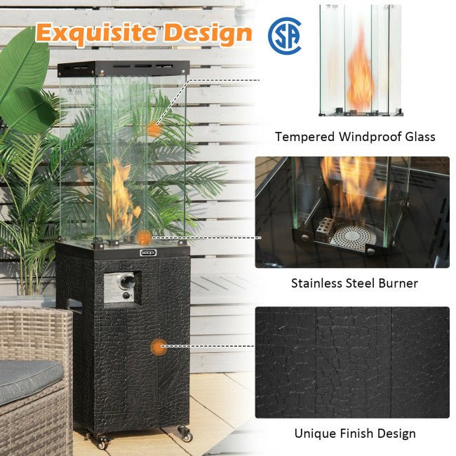 41,000 BTU Outdoor Propane Gas Patio Heater W/ Lockable Wheels (98052550) - Energize Trek