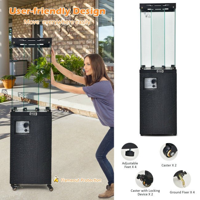 41,000 BTU Outdoor Propane Gas Patio Heater W/ Lockable Wheels (98052550) - Energize Trek