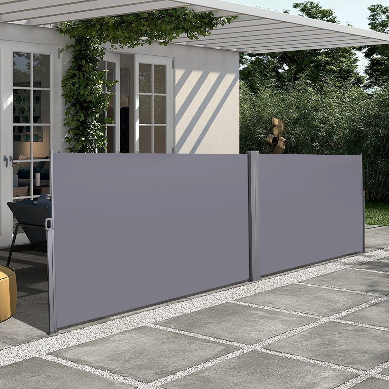 276 X 71Retractable Side Awning, Waterproof & UV-Resistant, Privacy Screen Divider Roll Up Balco