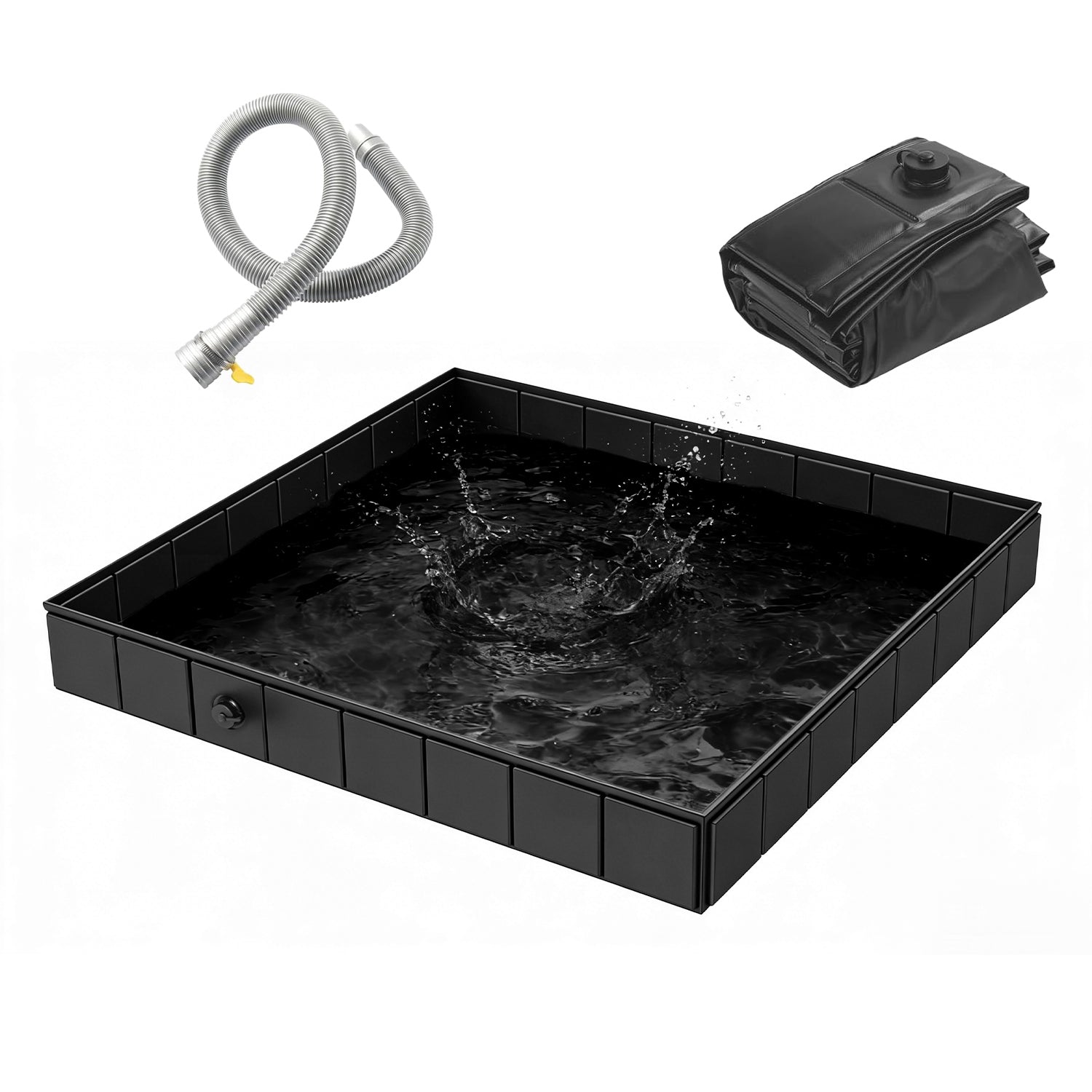 41x41x5.5in Portable Shower Pan Foldable Shower Basin Collapsible Camping Shower Tent Base with Detachable Drain Pipe for Indoor & Outdoor - Energize Trek