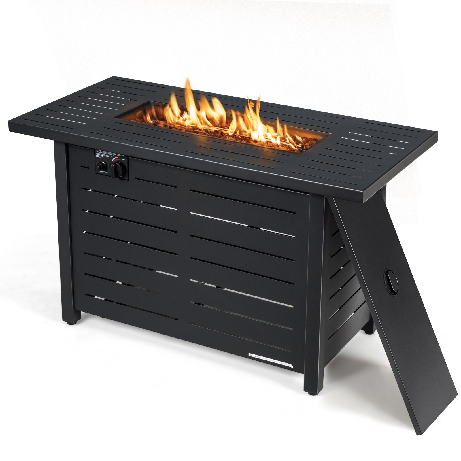42 Inch 60 000 BTU Rectangular Propane Fire Pit Table with Waterproof Cover - Energize Trek