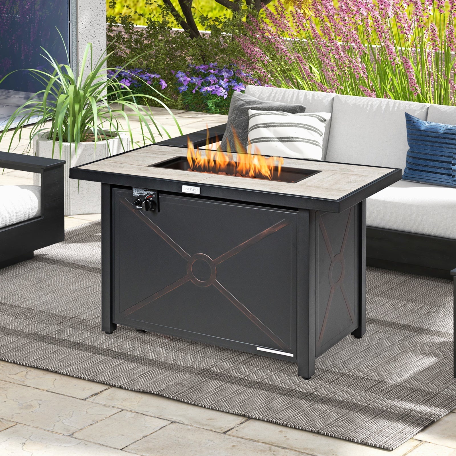 42 Inch 60000 BTU Propane Fire Pit Table with Ceramic Tabletop - Energize Trek