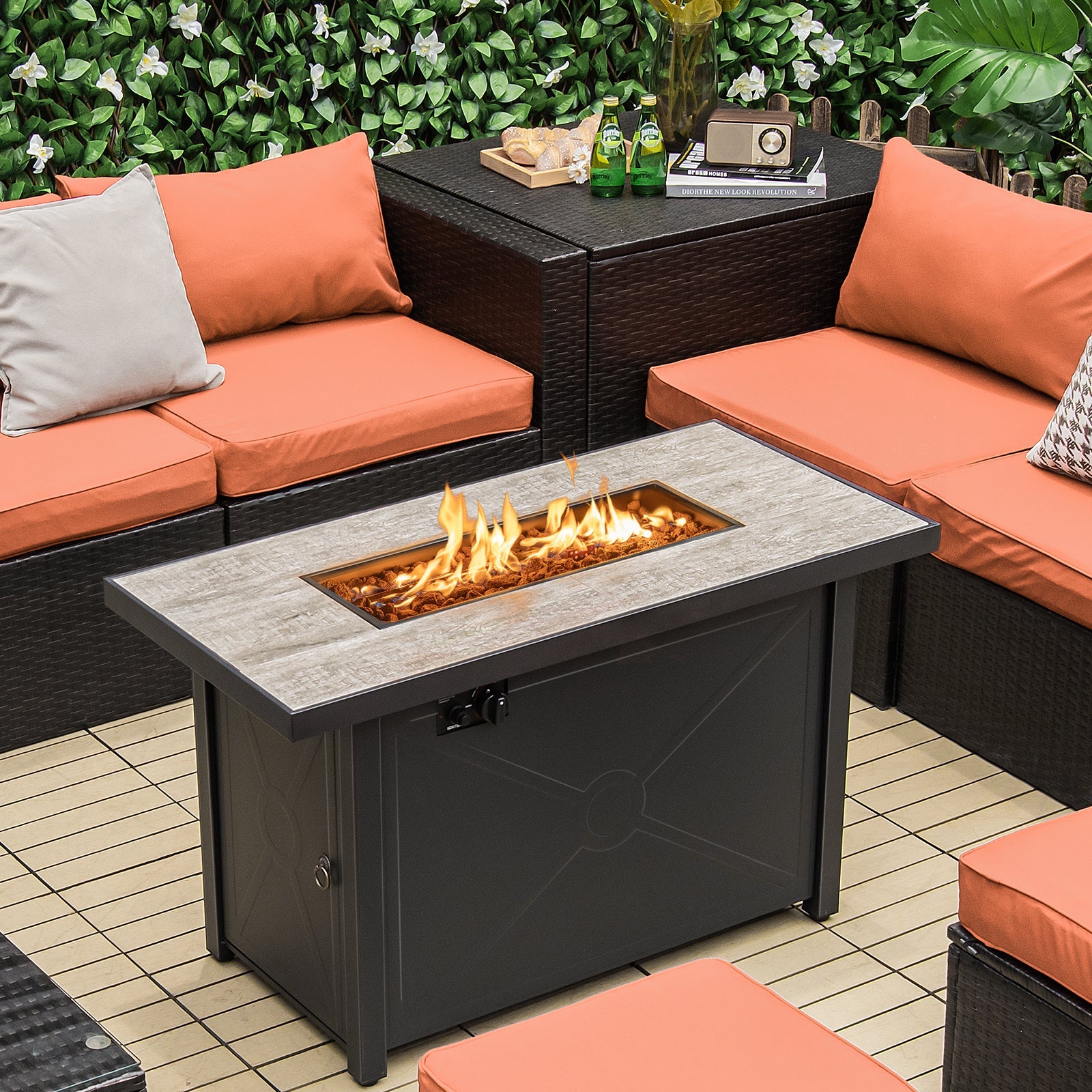 42 Inch 60000 BTU Propane Fire Pit Table with Ceramic Tabletop - Energize Trek