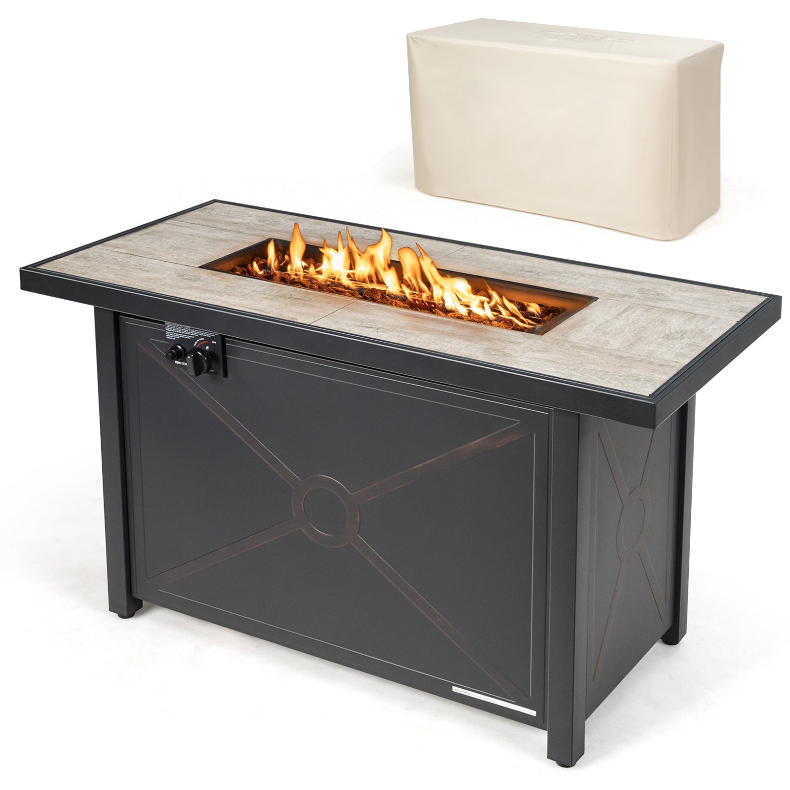 42 Inch 60000 BTU Propane Fire Pit Table with Ceramic Tabletop - Energize Trek