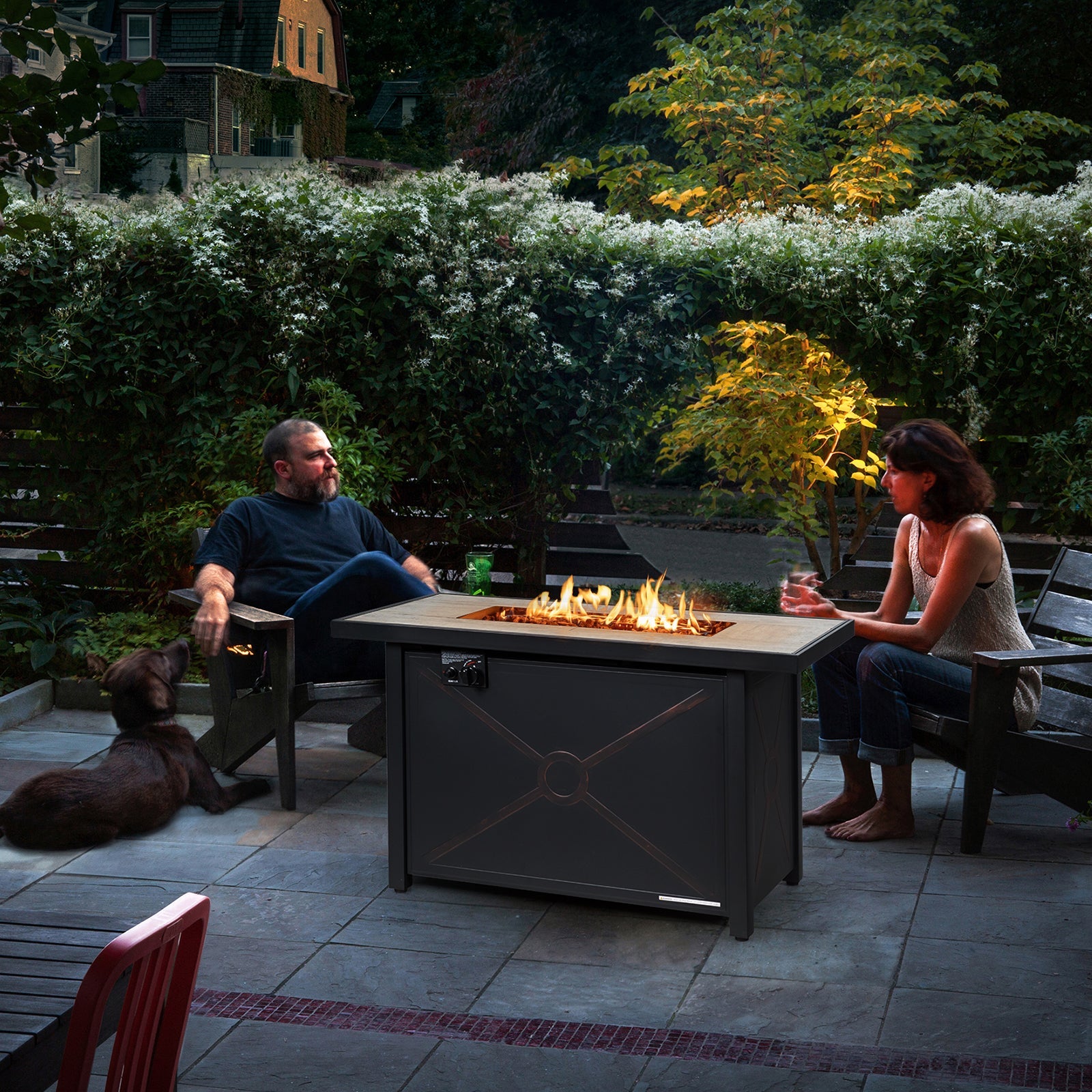 42 Inch 60000 BTU Propane Fire Pit Table with Ceramic Tabletop - Energize Trek