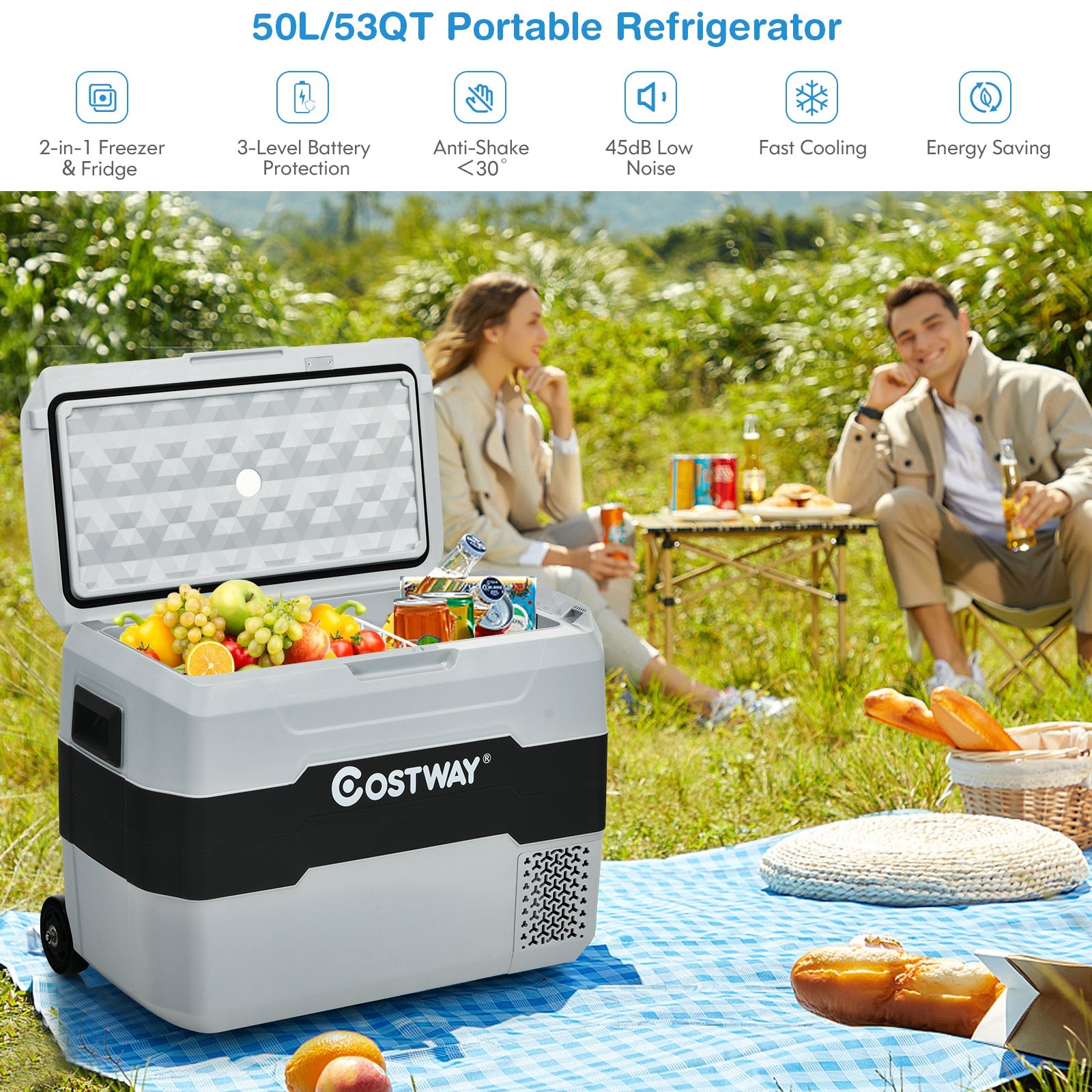 42 QT Portable Dual-Zone Car Refrigerator - Energize Trek