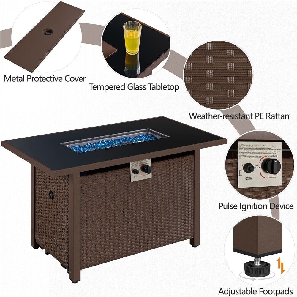43" 50,000 BTU Outdoor Patio Propane Gas Fire Pit Table (91486067) - Energize Trek