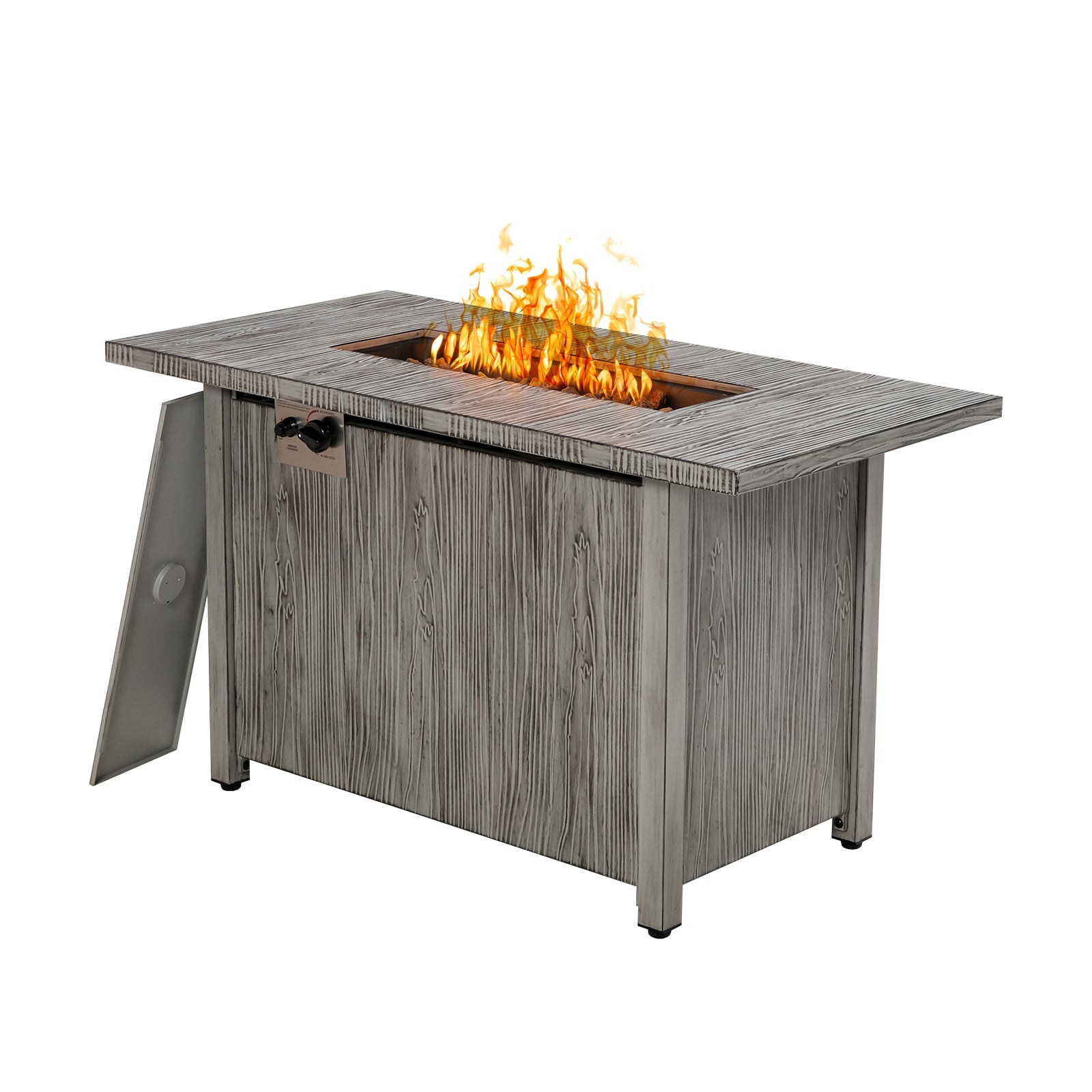43 Inch 50 000 BTU Propane Fire Pit Table with Removable Lid-Gray - Energize Trek