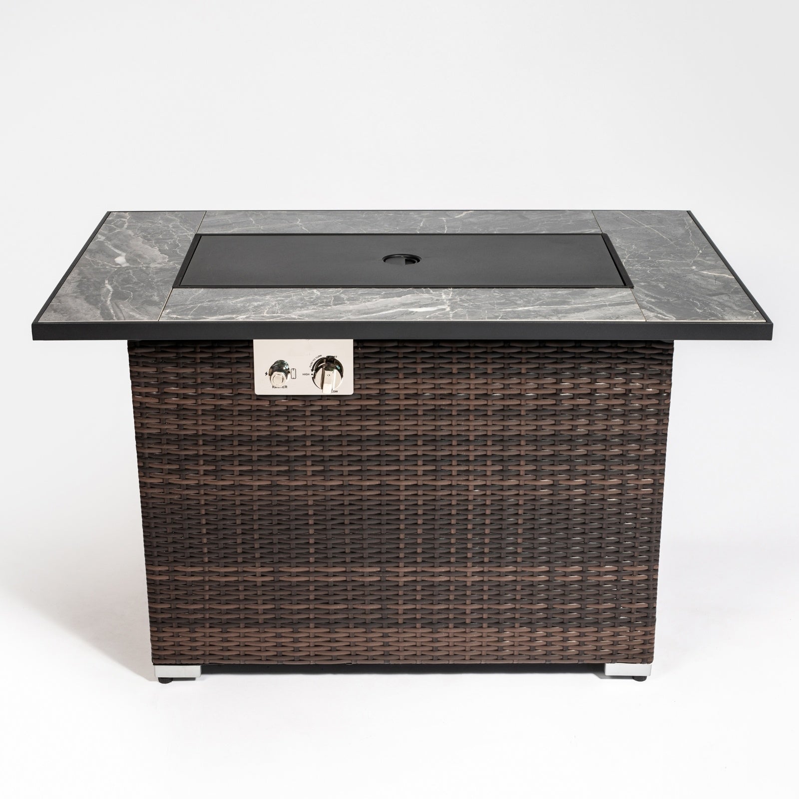 44 Outdoor Propane Fire Pit Table, Ceramic Tabletop Gas Fire Table - Energize Trek