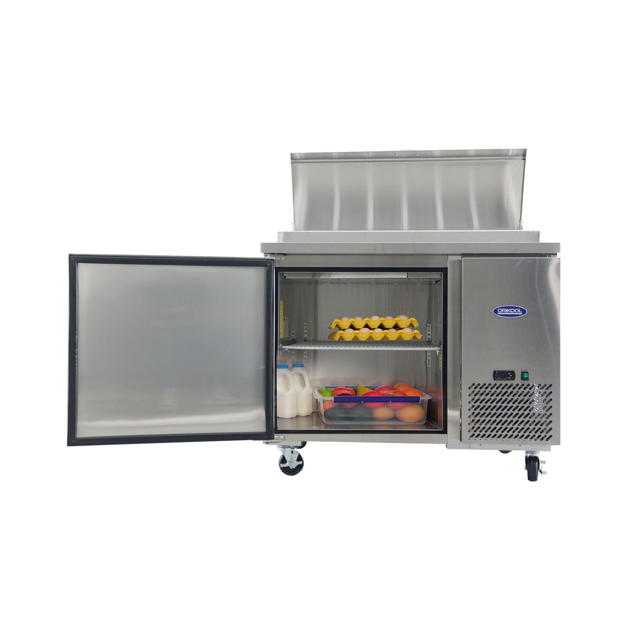44" Commercial Pizza Prep Table With Built-In 11 Cu.Ft. Refrigerator (SAK09621) - Energize Trek