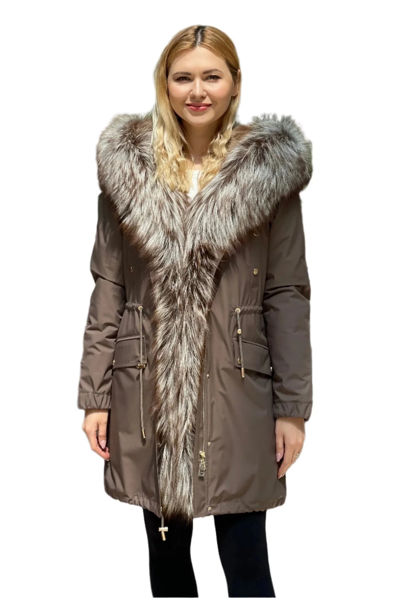 Silver Fox Fur Trim Rabbit Fur Insulated Parka - Energize Trek
