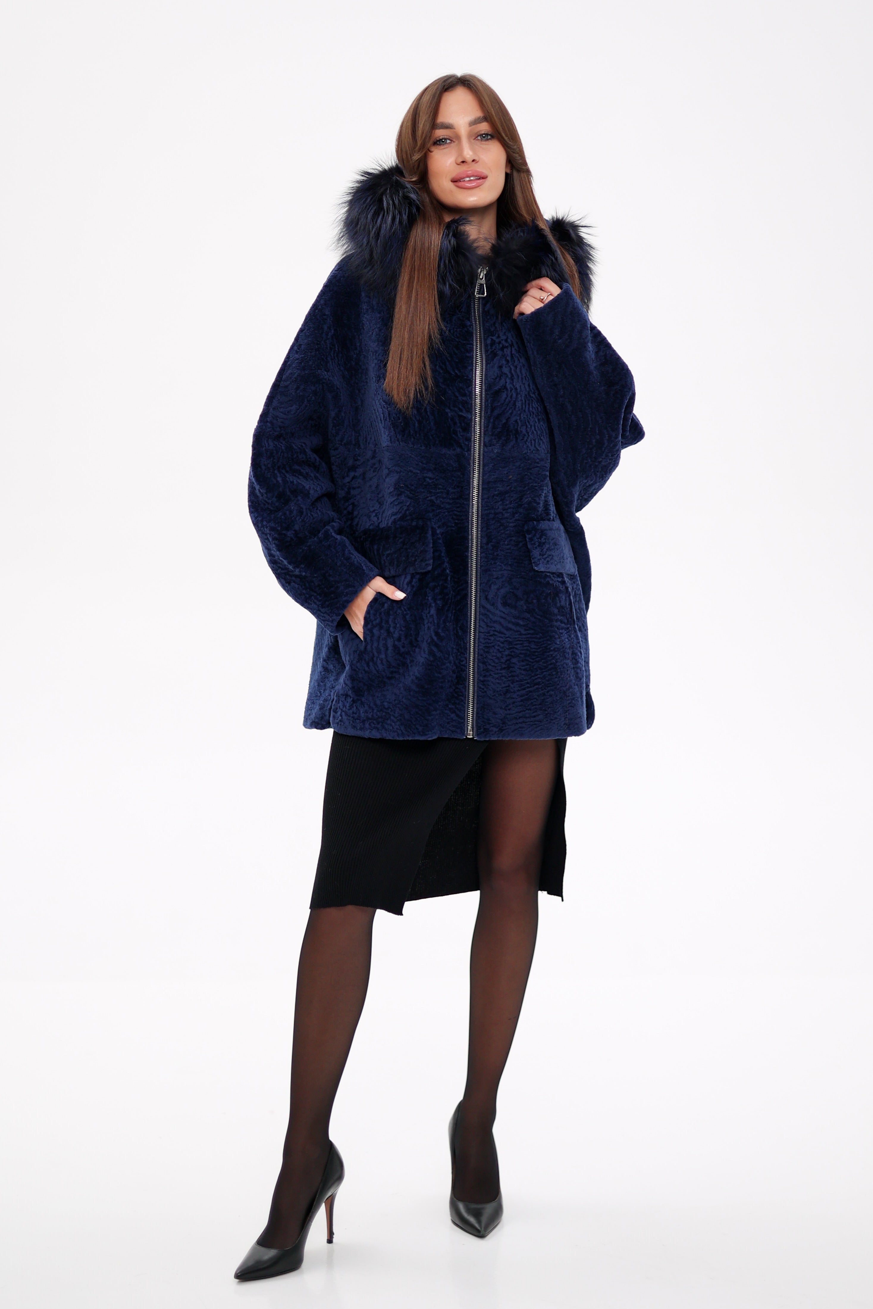 Genuine Shearling Silver Fox Trim Jacket - Energize Trek