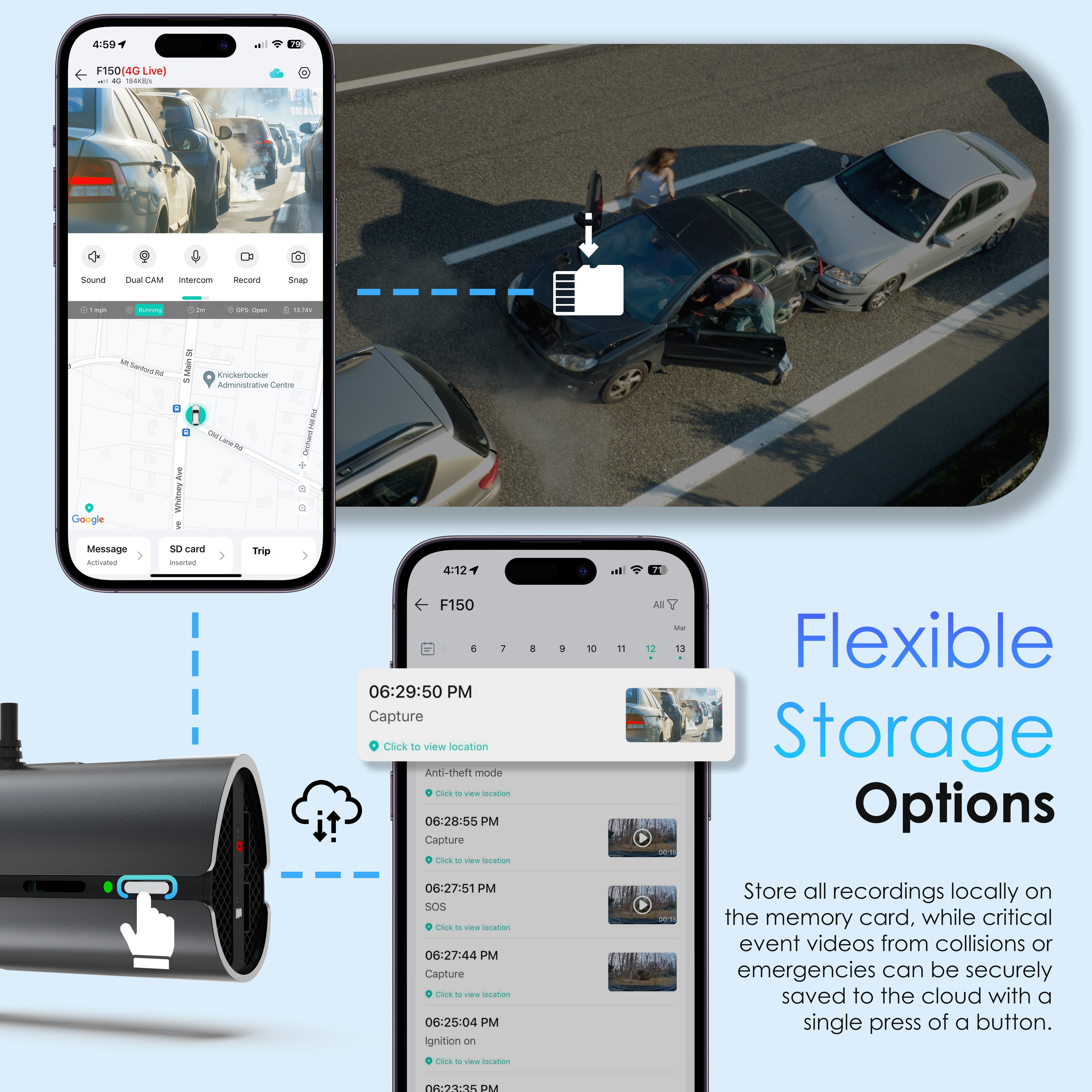 Rexing 4G LTE 2-Channel Dash Cam with GPS – 2.5K Front + 1080p Rear | Real-Time Remote Access & Alerts - Energize Trek