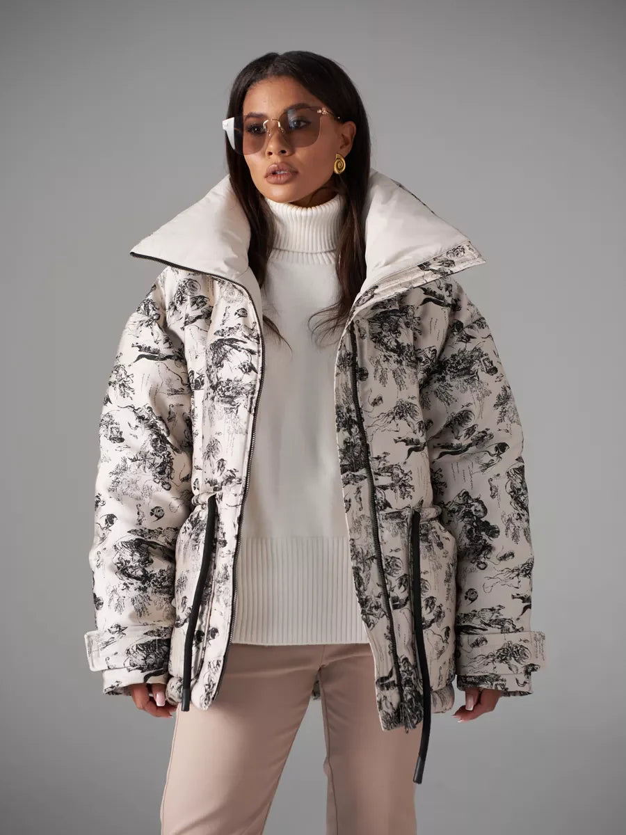 Monochrome Jacquard Down Fill Coat - Energize Trek