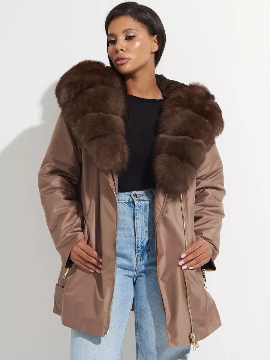Genuine Polar Fox Fur Trim Rabbit Fur Insulated Parka - Energize Trek