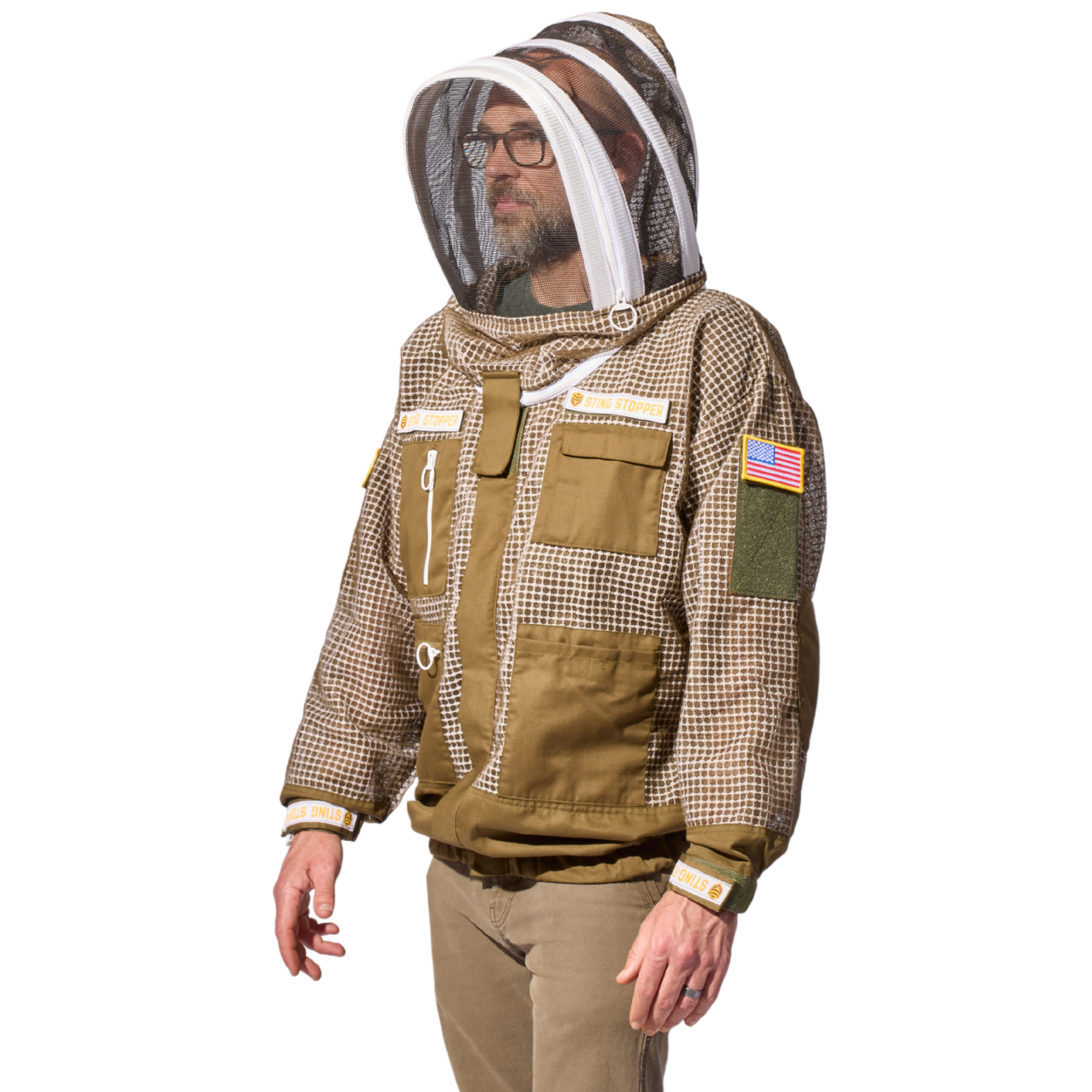 Sting Stopper Professional Ventilated Beekeeping Jacket - Olive Green - Energize Trek