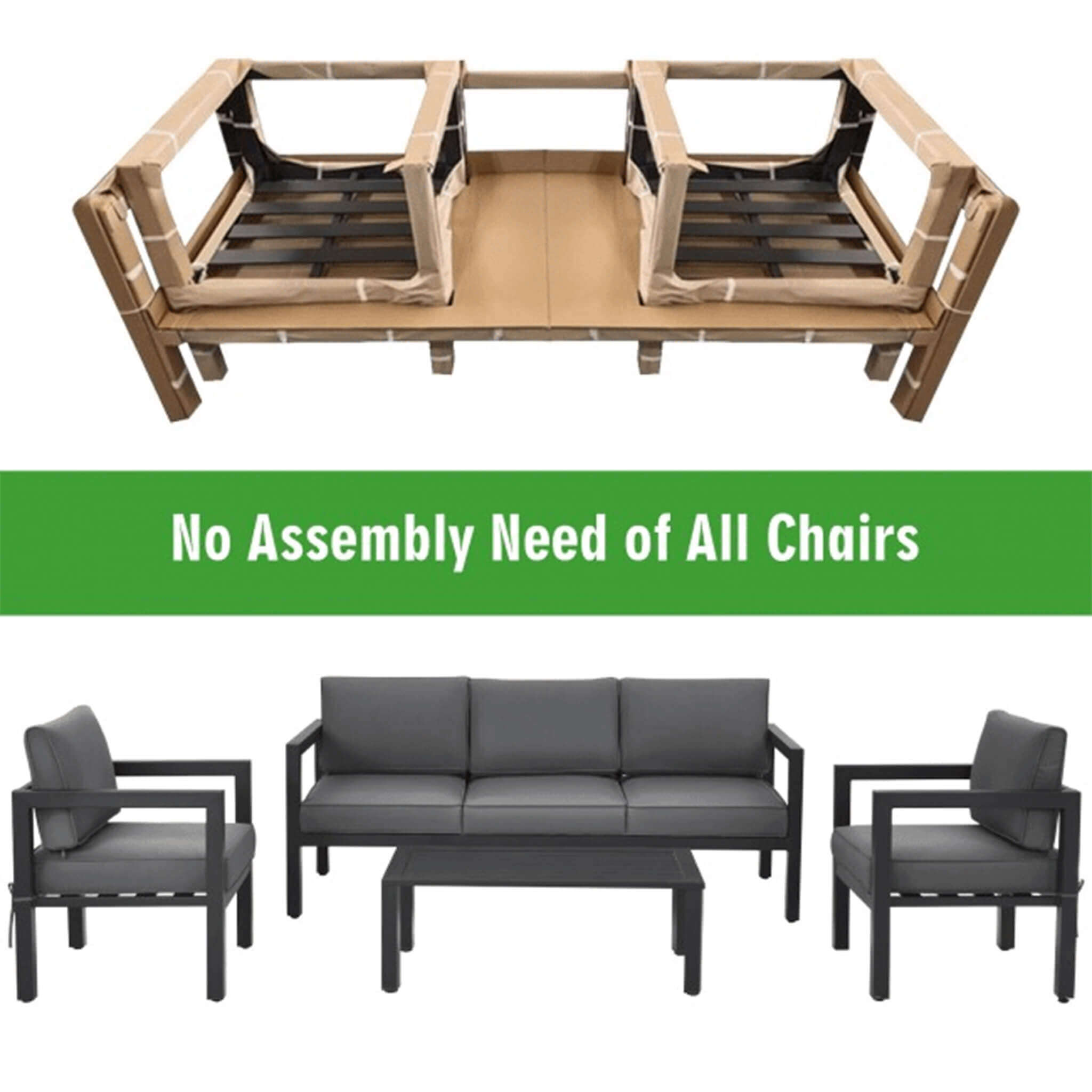 Premium Outdoor Aluminum Furniture Set For Backyard & Poolside, 4PCS (SAK73532) - Energize Trek