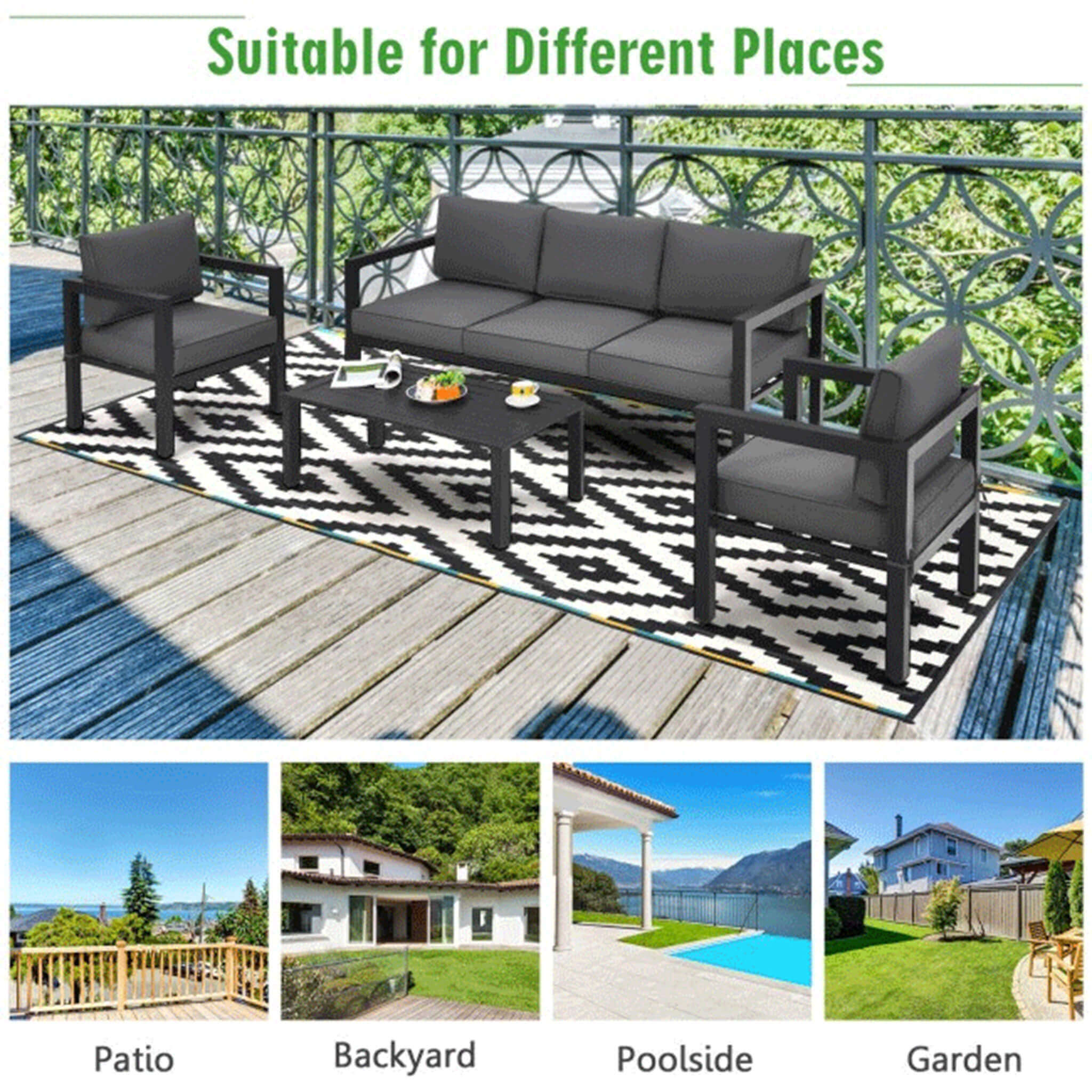 Premium Outdoor Aluminum Furniture Set For Backyard & Poolside, 4PCS (SAK73532) - Energize Trek