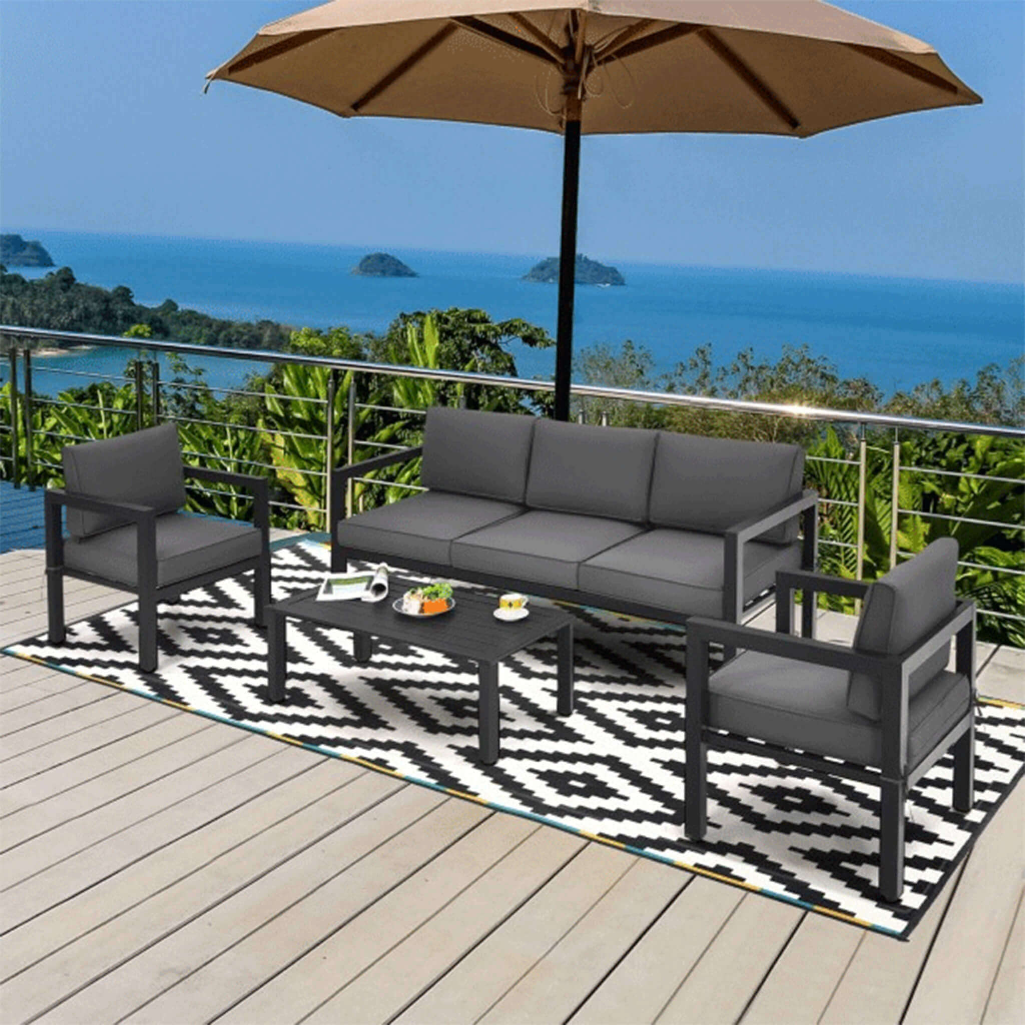 Premium Outdoor Aluminum Furniture Set For Backyard & Poolside, 4PCS (SAK73532) - Energize Trek