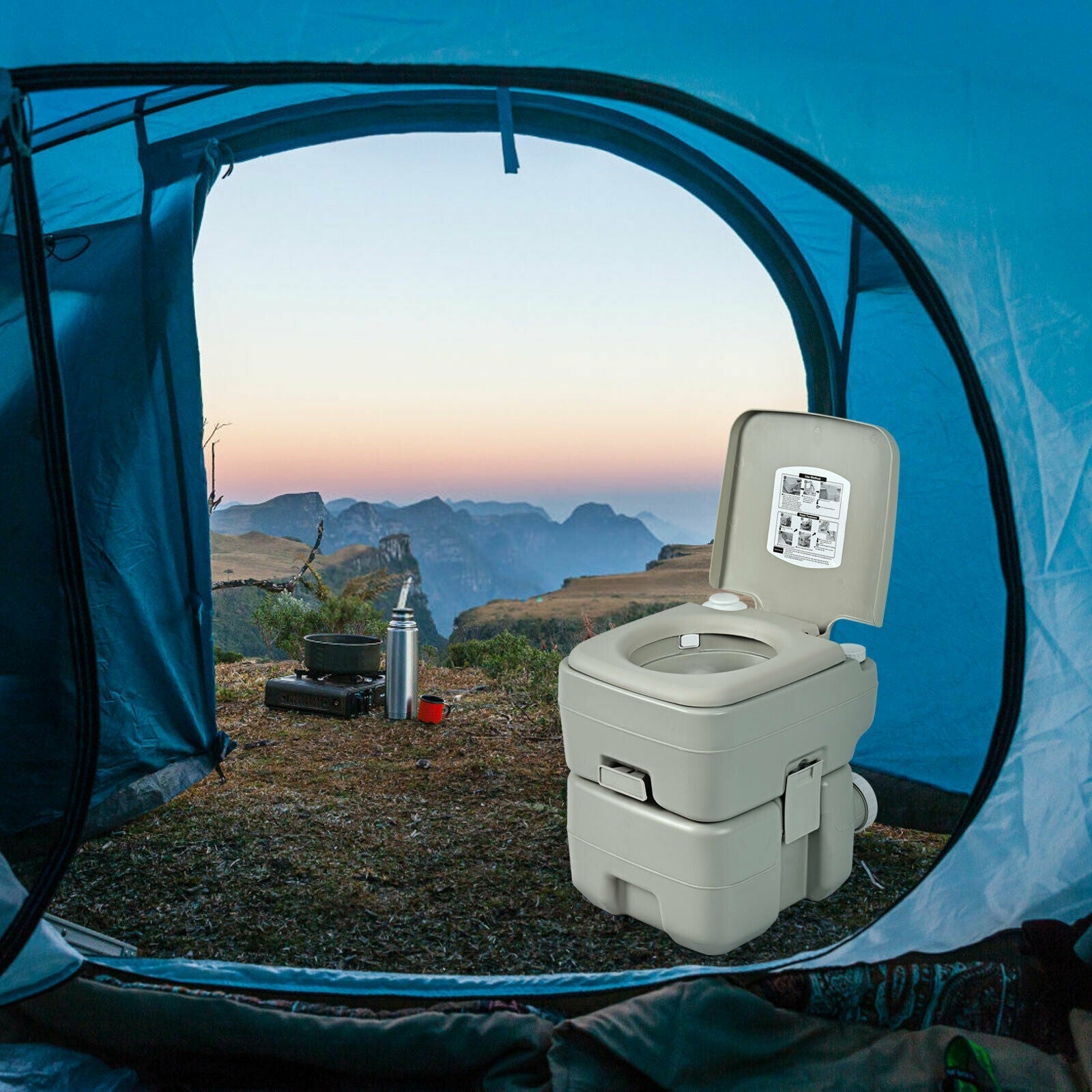 5.3 Gallon 20 L Portable Travel Toilet for Camping RV Indoor Outdoor - Energize Trek