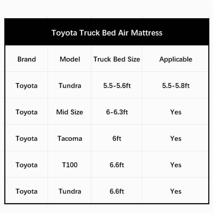 5.5-5.8ft | 6-6.5ft Toyota Short Truck Bed Air Mattress 1.0 - Energize Trek