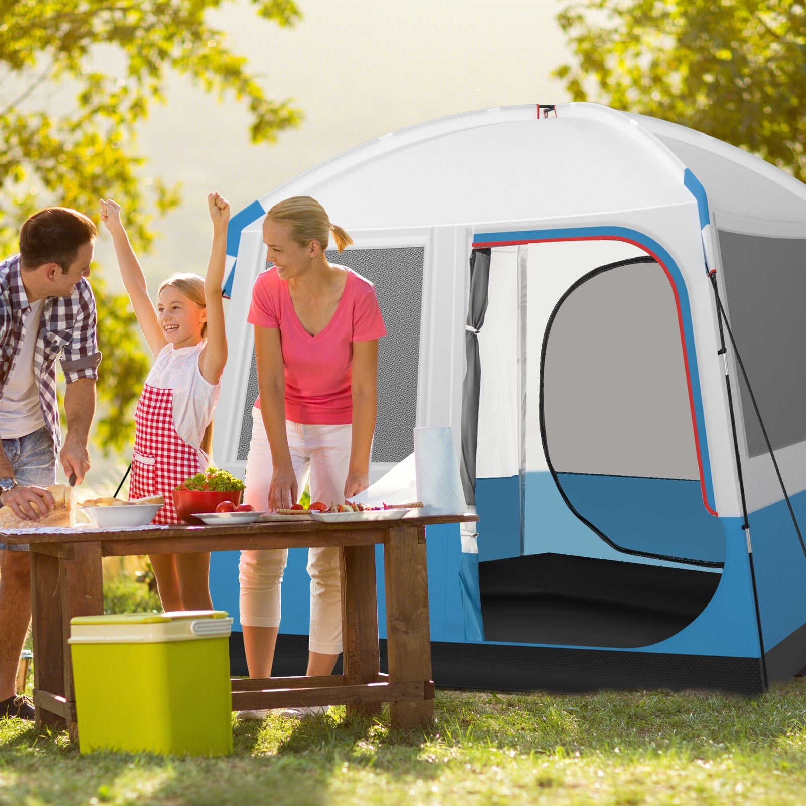 5 Person Camping Tent with Mesh Windows and Carrying Bag for Camping Hiking Traveling-White - Energize Trek