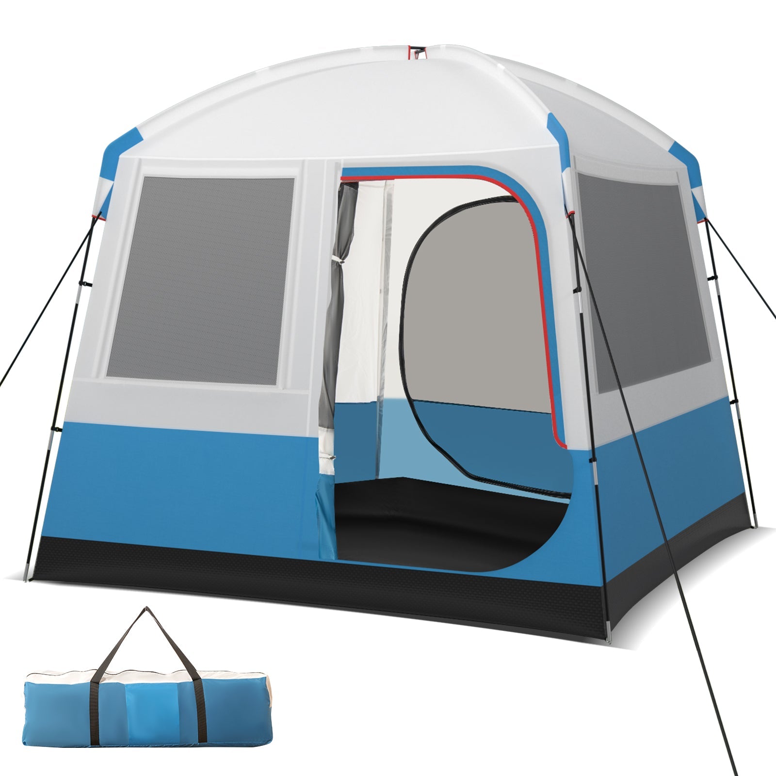 5 Person Camping Tent with Mesh Windows and Carrying Bag for Camping Hiking Traveling-White - Energize Trek