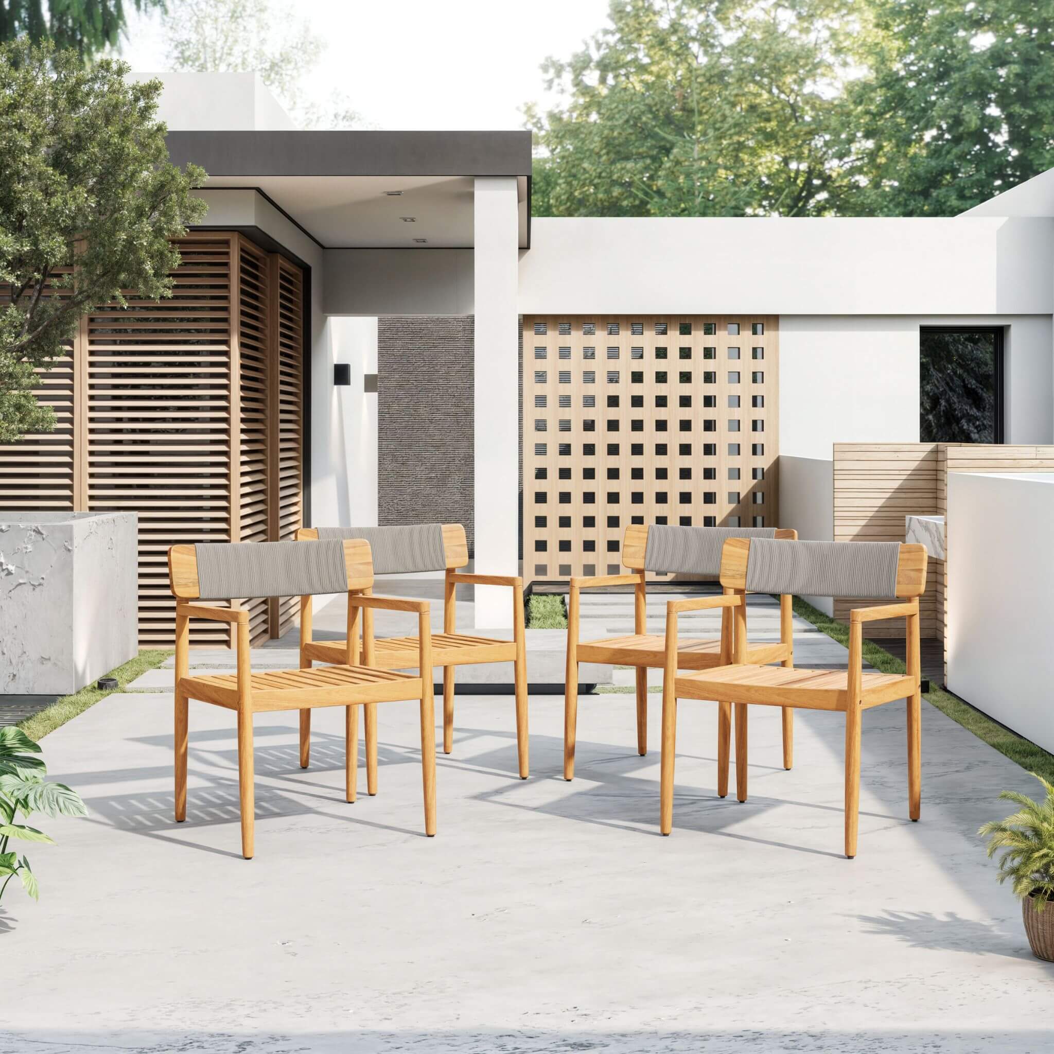 Premium 5-Piece Acacia Wooden Outdoor Furniture Patio Set With Dining Chairs And Table (SAK70445) - Energize Trek