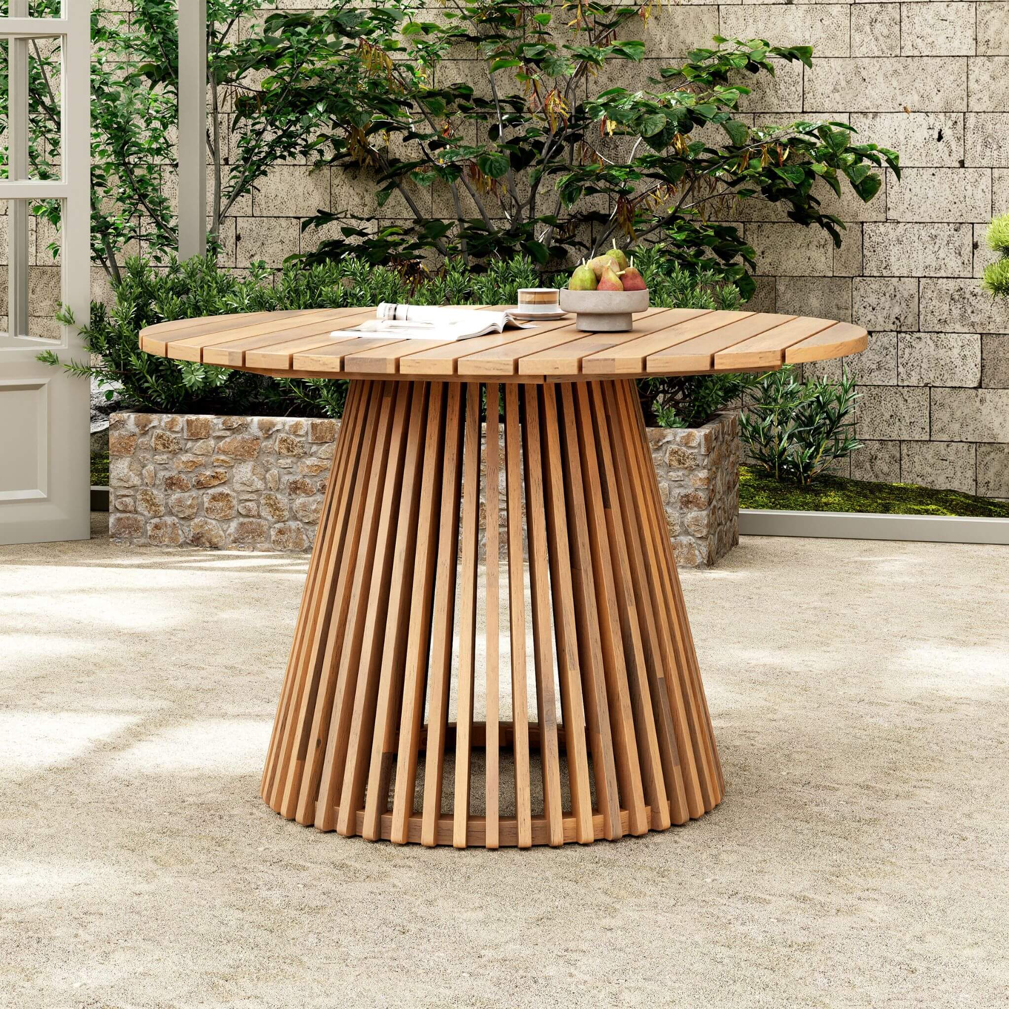 Premium 5-Piece Acacia Wooden Outdoor Furniture Patio Set With Dining Chairs And Table (SAK70445) - Energize Trek