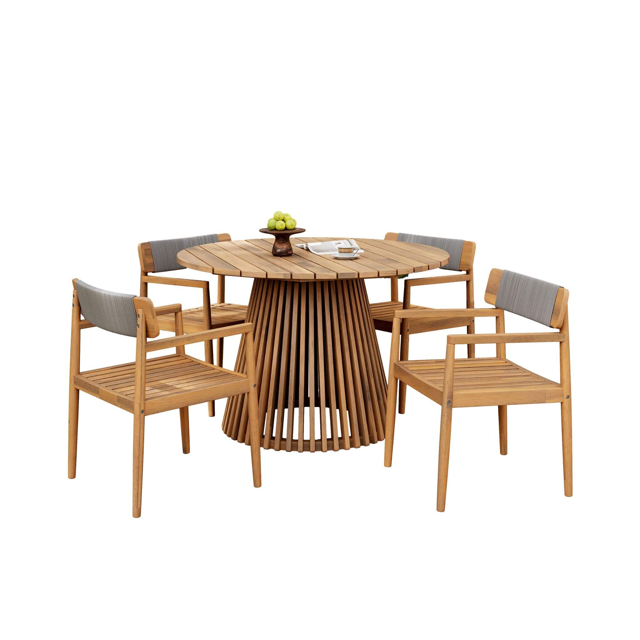 Premium 5-Piece Acacia Wooden Outdoor Furniture Patio Set With Dining Chairs And Table (SAK70445) - Energize Trek