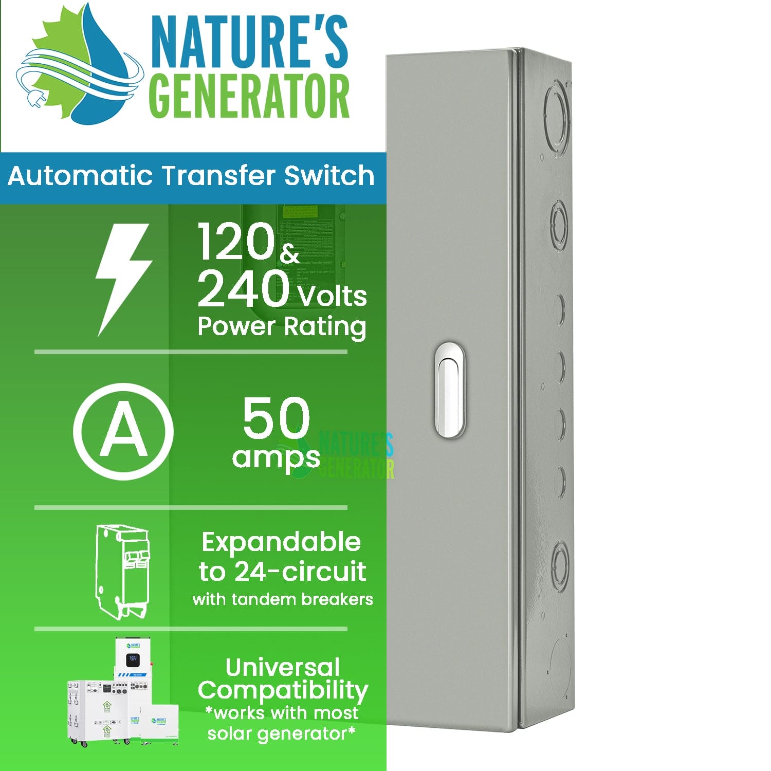 50A Automatic Generator Transfer Switch - Energize Trek
