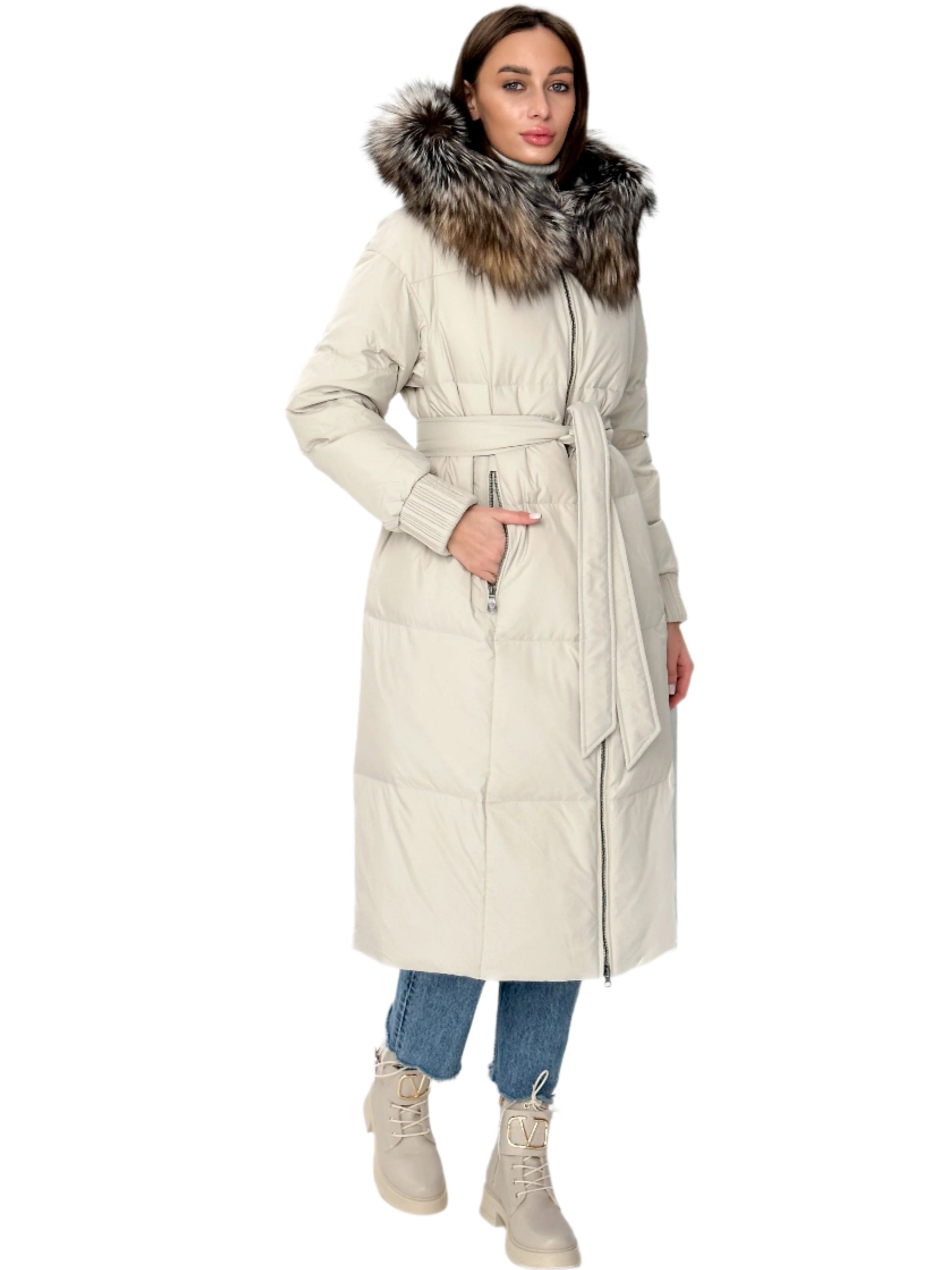 Alice Genuine Silver Fox Down Fill Coat - Energize Trek