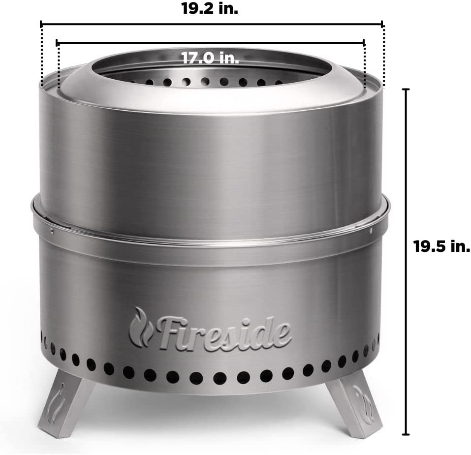 Pluto R19-SS Smokeless Outdoor Fire Pit -  Stainless Steel - Energize Trek