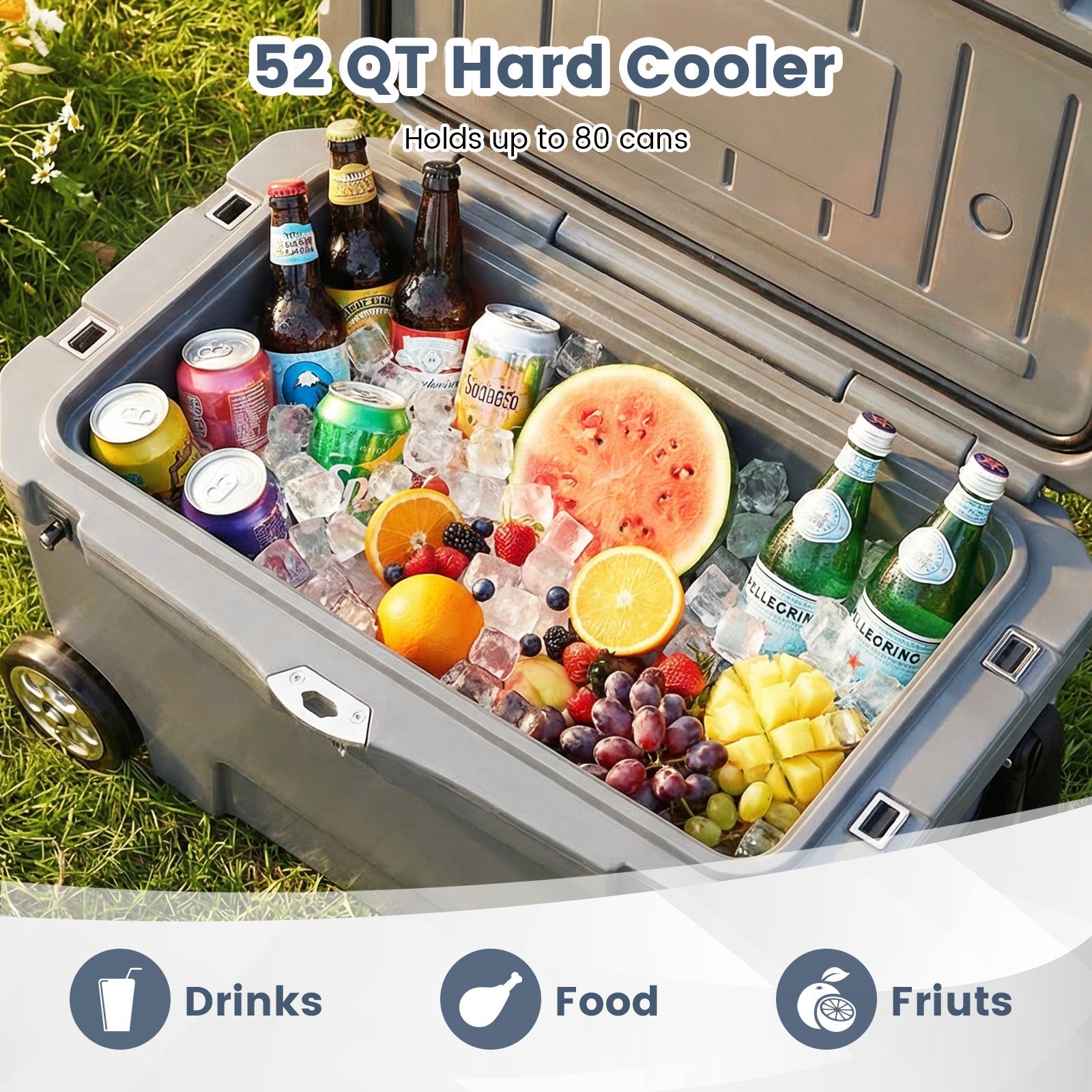 52 Quart Portable Hard Cooler with 6-Day Ice Retention and Wheels - Energize Trek